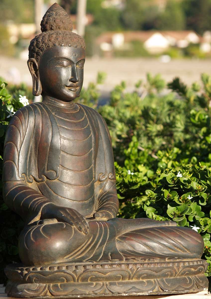 Stone Garden Buddha Statue 28"