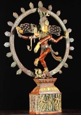 Brass Shiva as Lord Nataraja Dancing on Apasmara with 8 Forms of Shiva on  Base 23