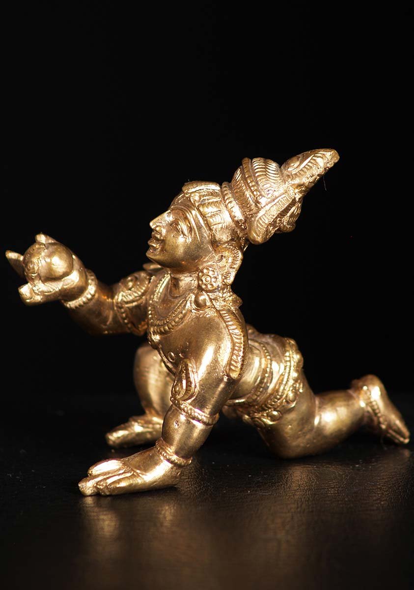 Golden Bronze Crawling Krishna 4"