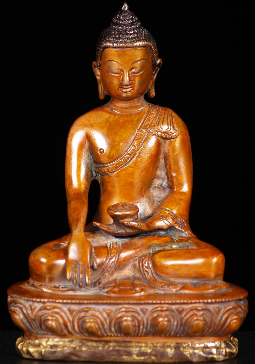 Brass Earth Touching Buddha Statue 5.5"