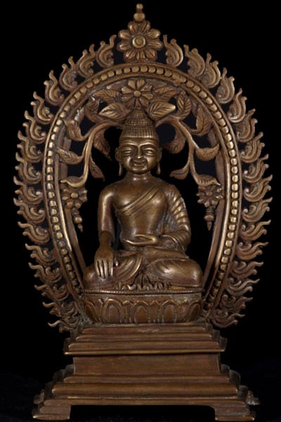 Bronze Earth Touching Buddha Statue 8.5"