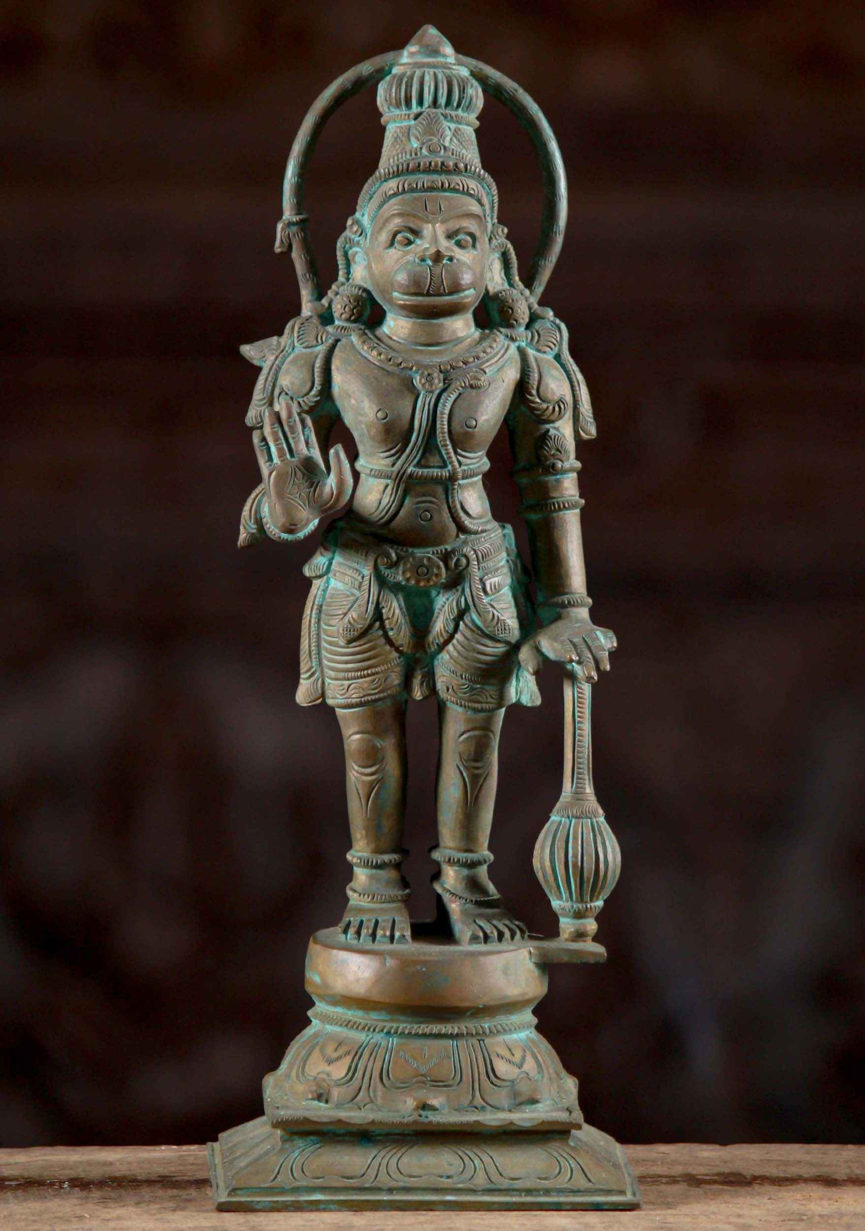 Bronze Abhaya Mudra Hanuman Statue 13"