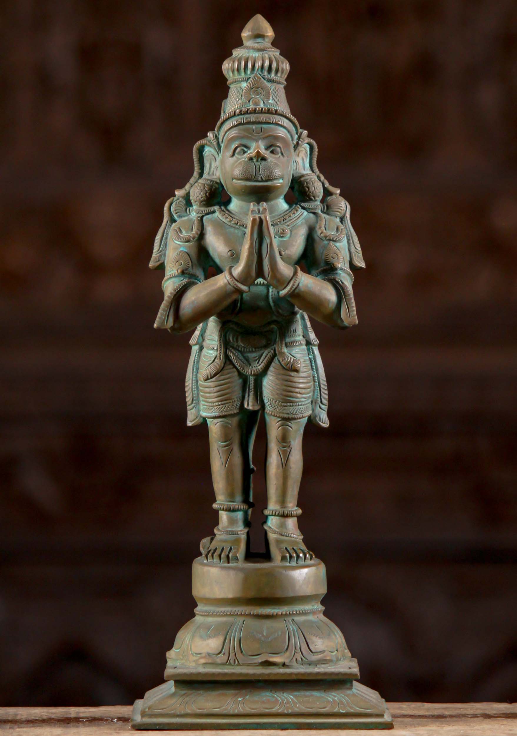 Bronze Hanuman Namaste Statue 13"