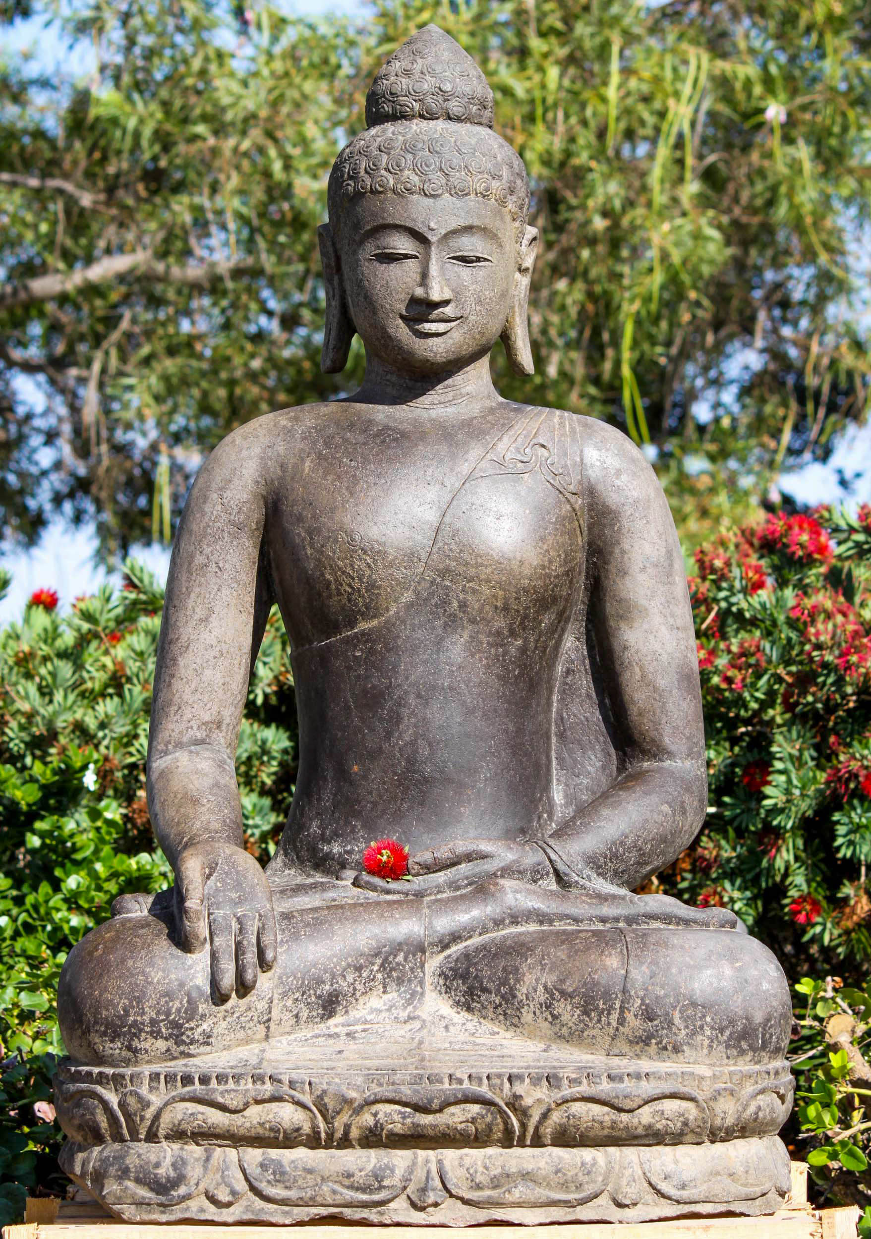 Stone Teaching Garden Buddha Sculpture 43"