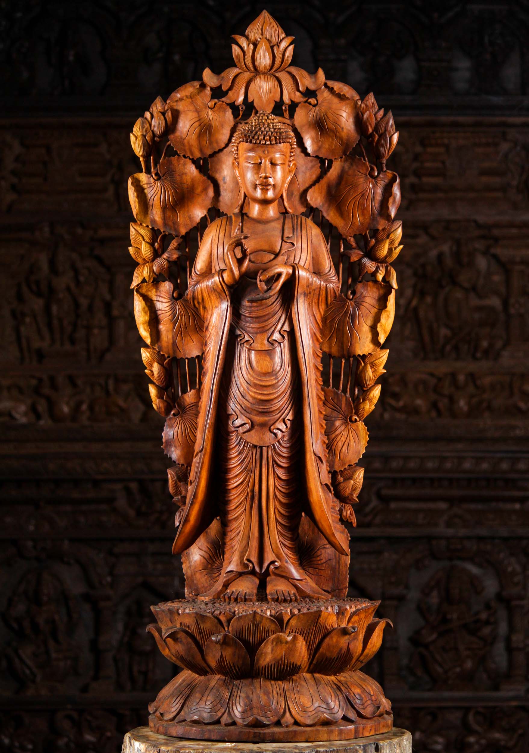 Dharmachakra Buddha with Lily Pad Arch 44.5"