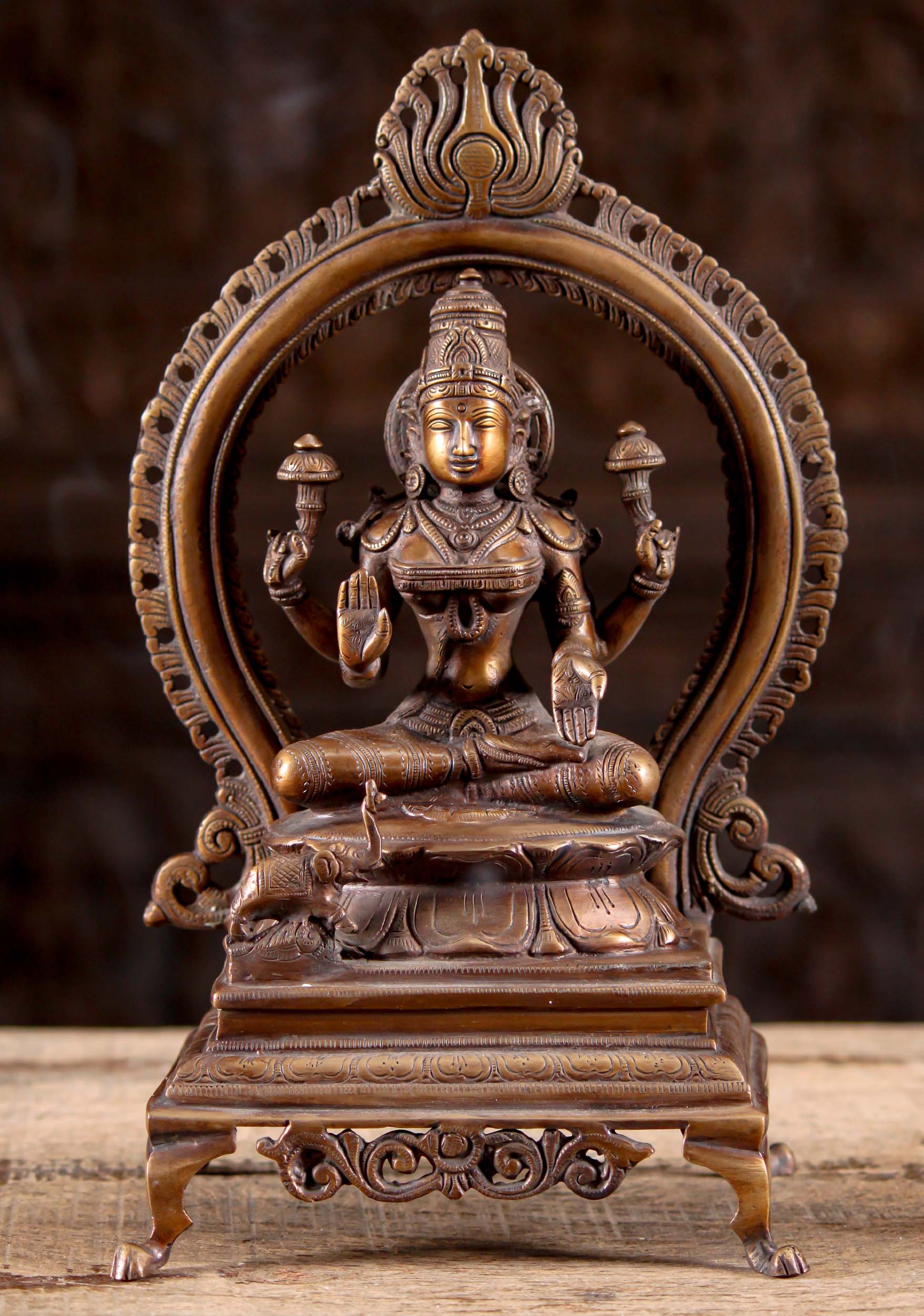 SOLD Brass Gaja Lakshmi Statue with Elephant 13