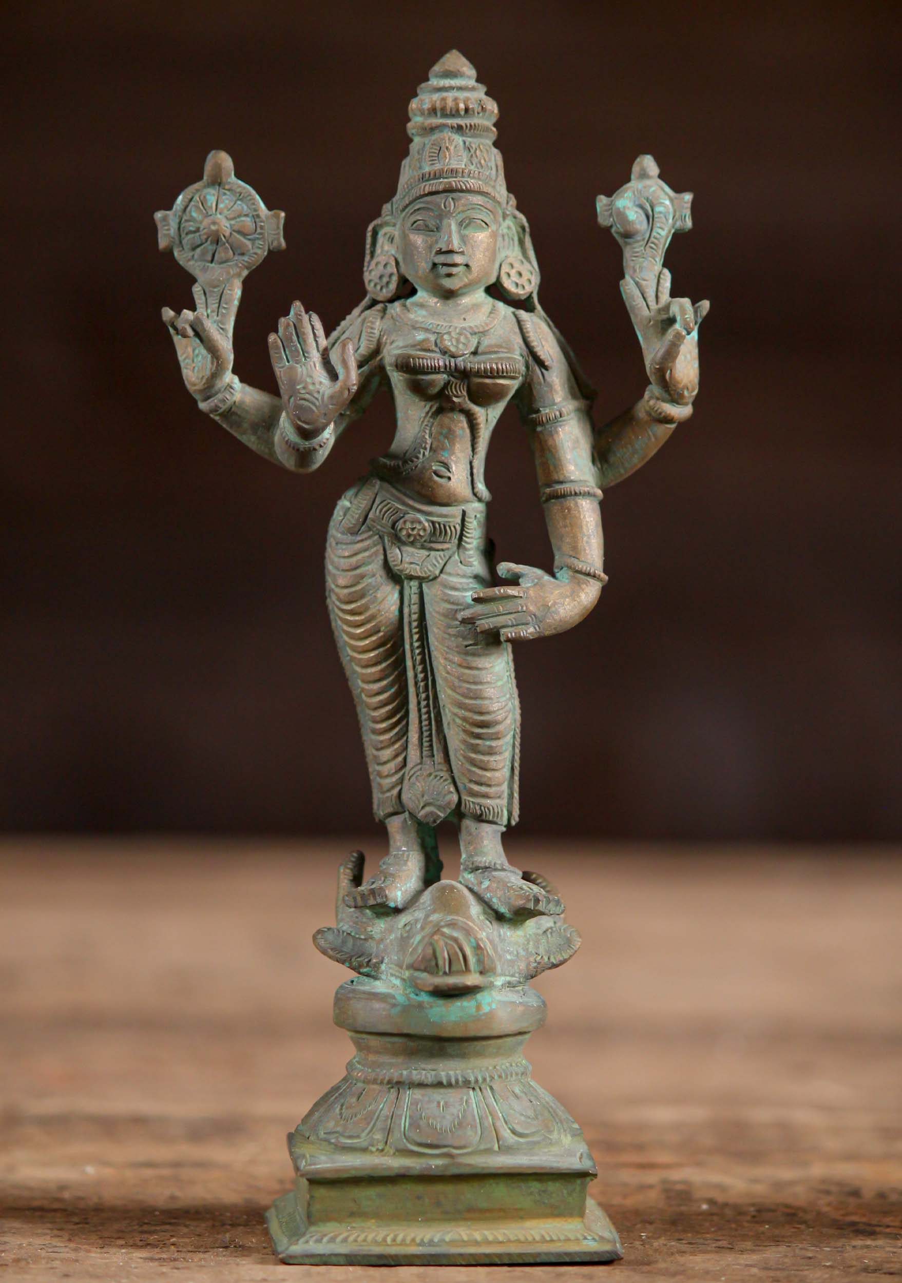 Small Bronze Vishnu Durgai Statue 6.5"