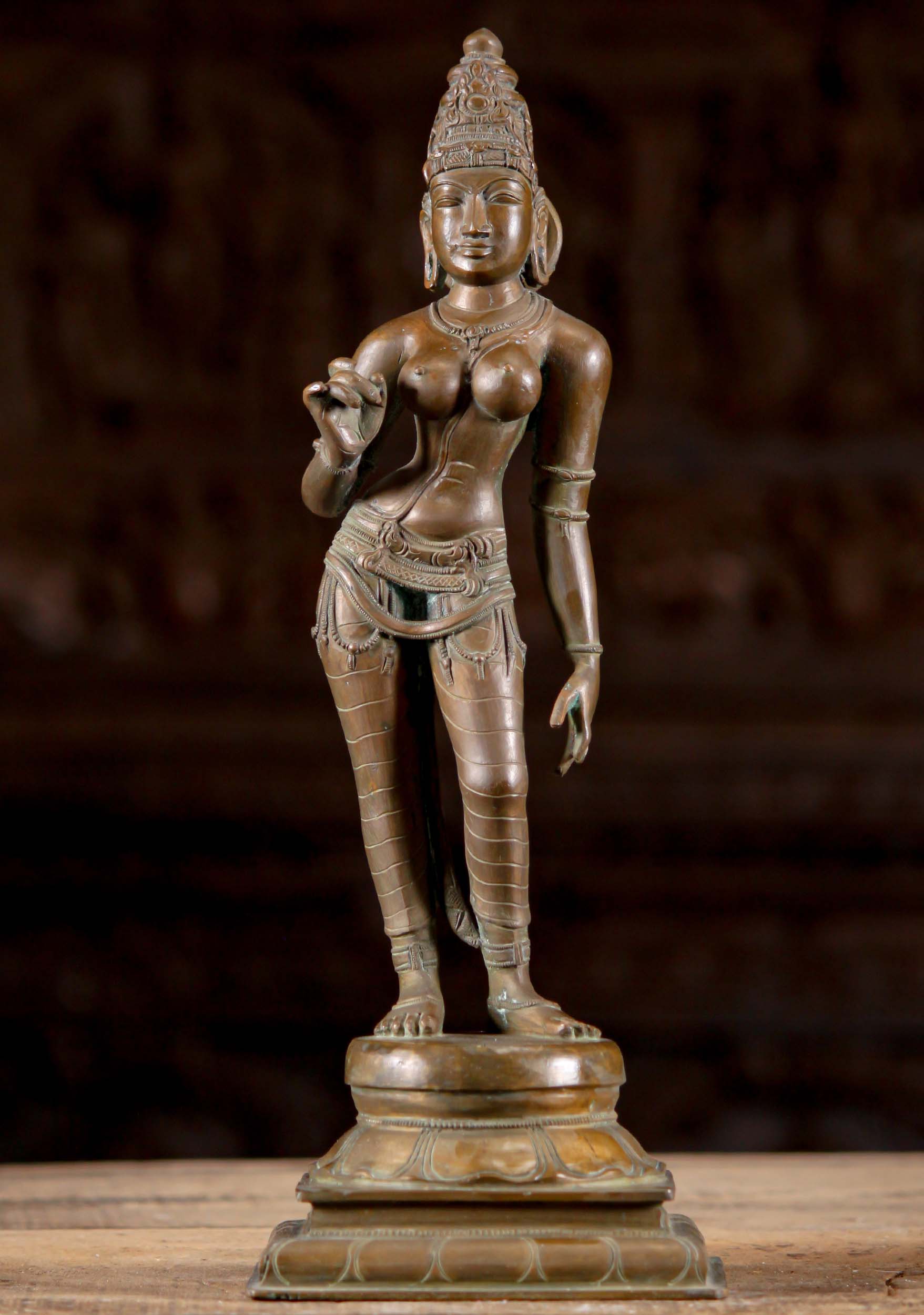 SOLD Bronze Standing Parvati Sculpture 16" (#115b25): Hindu Gods