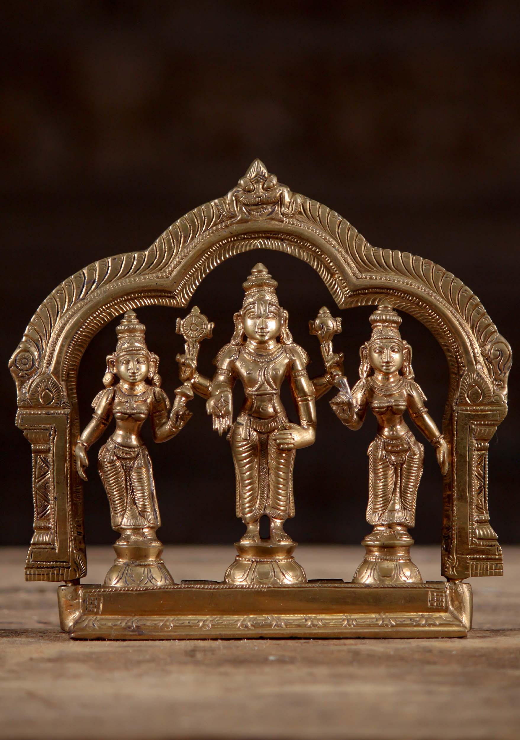 Bronze Vishnu Set with Shreedevi & Bhudevi 7"