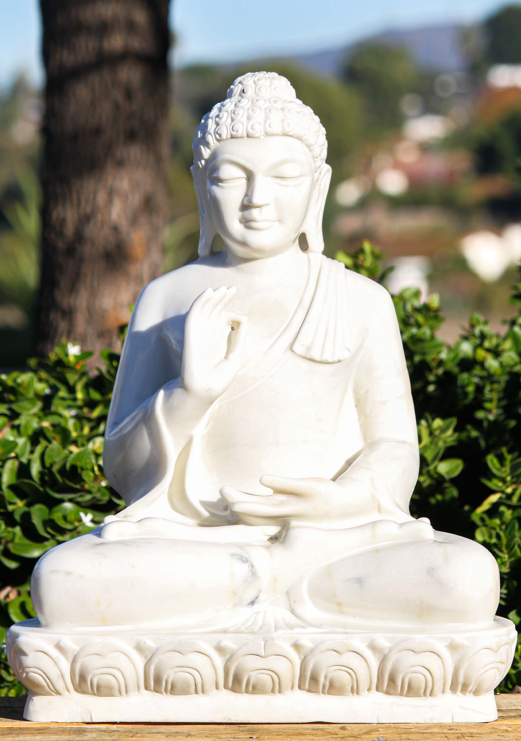 Marble Vitarka Mudra Buddha Statue 24"