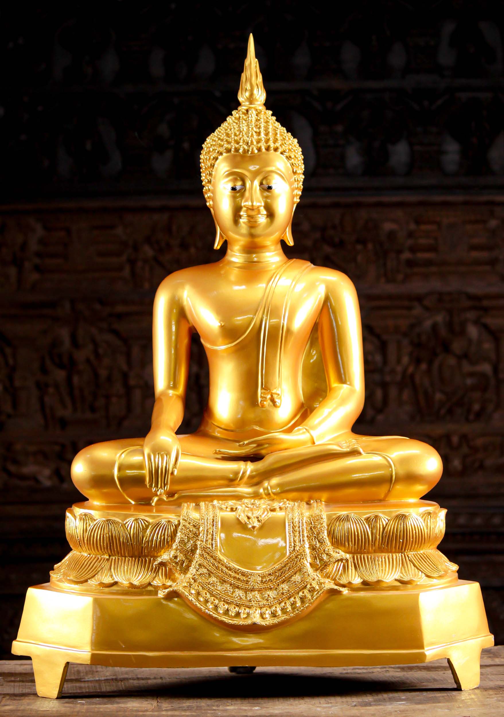 SOLD Thai Golden Earth Touching Buddha Statue 39