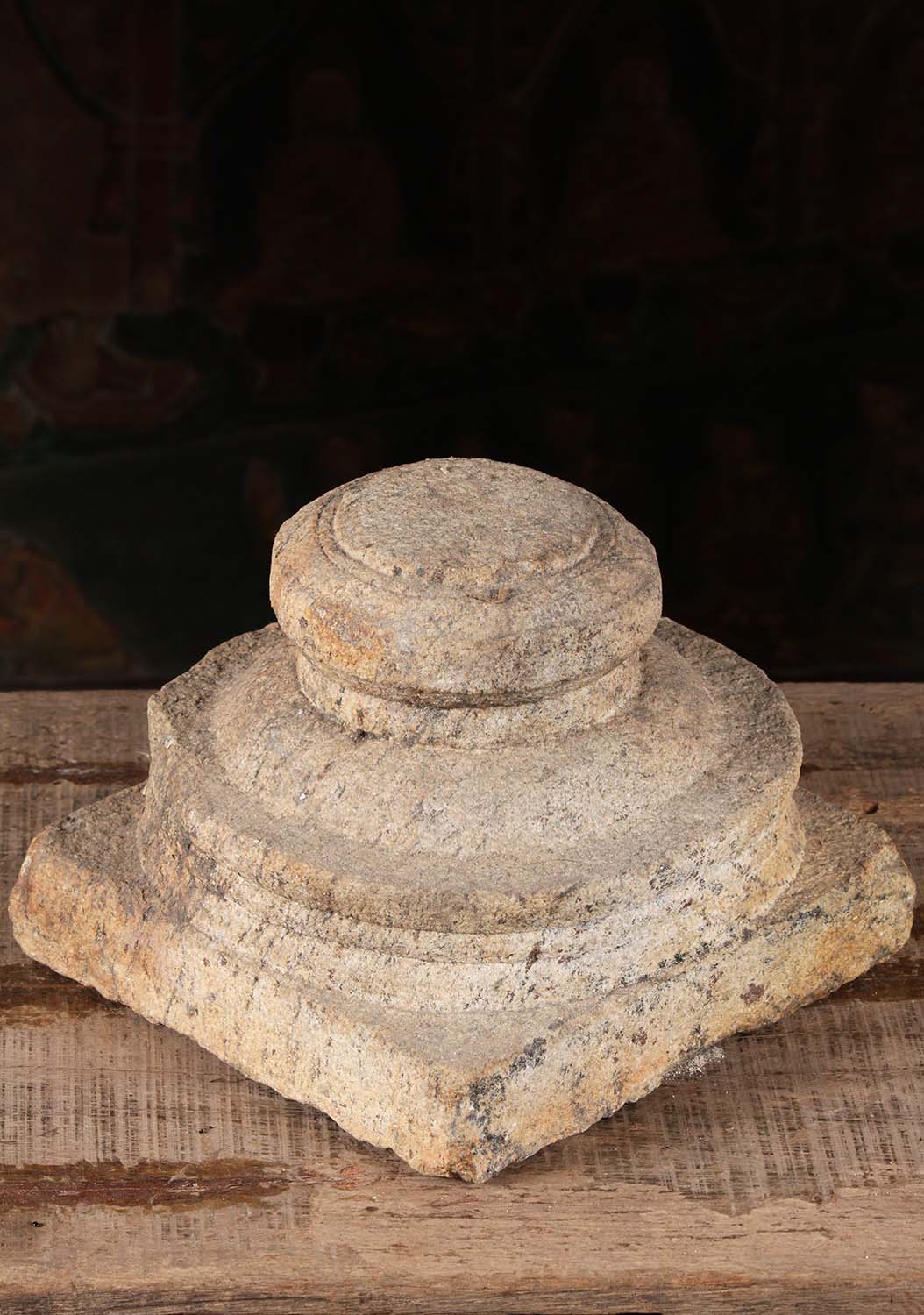 Stone Antique Karaikudi Pillar Base 10.5"