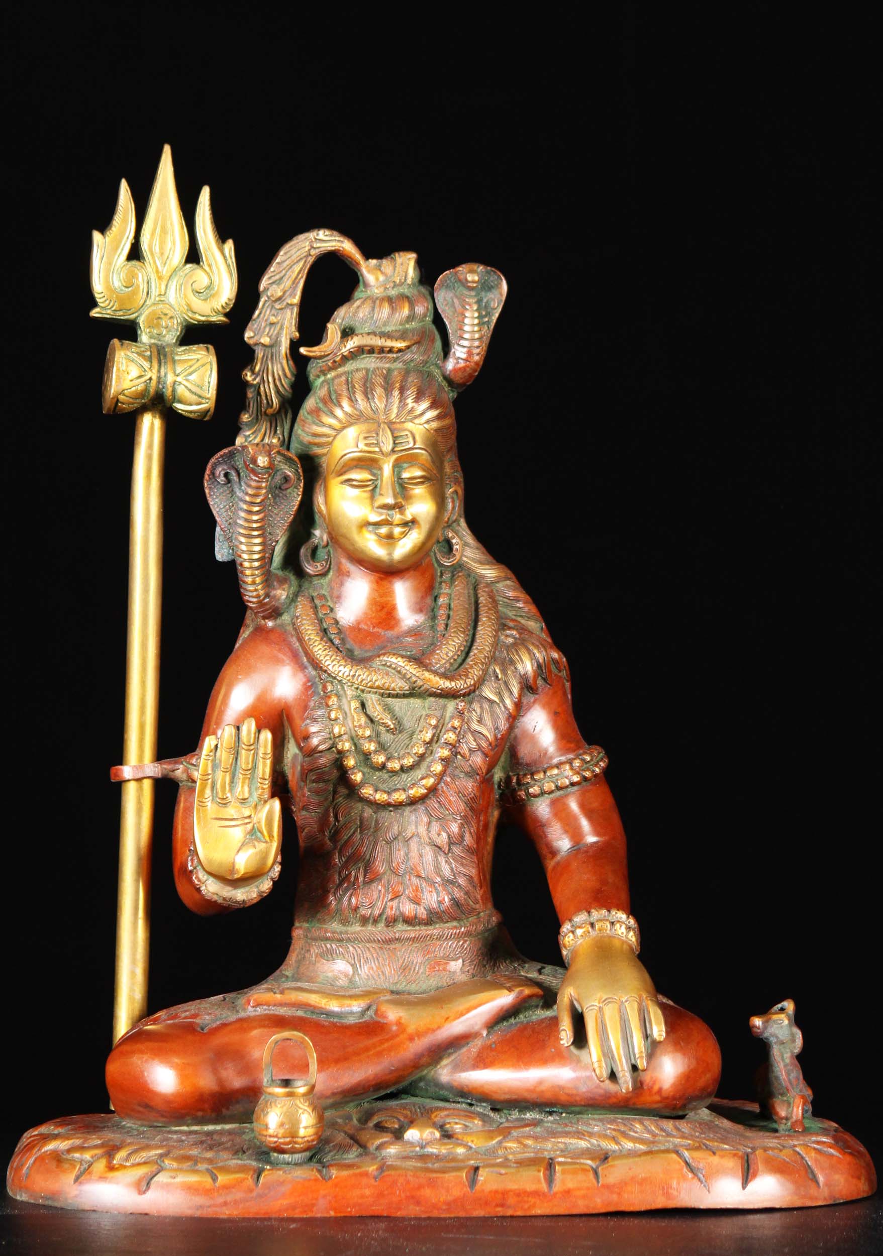 Brass Shiva Statue Holding Kamandalu Statue 15"