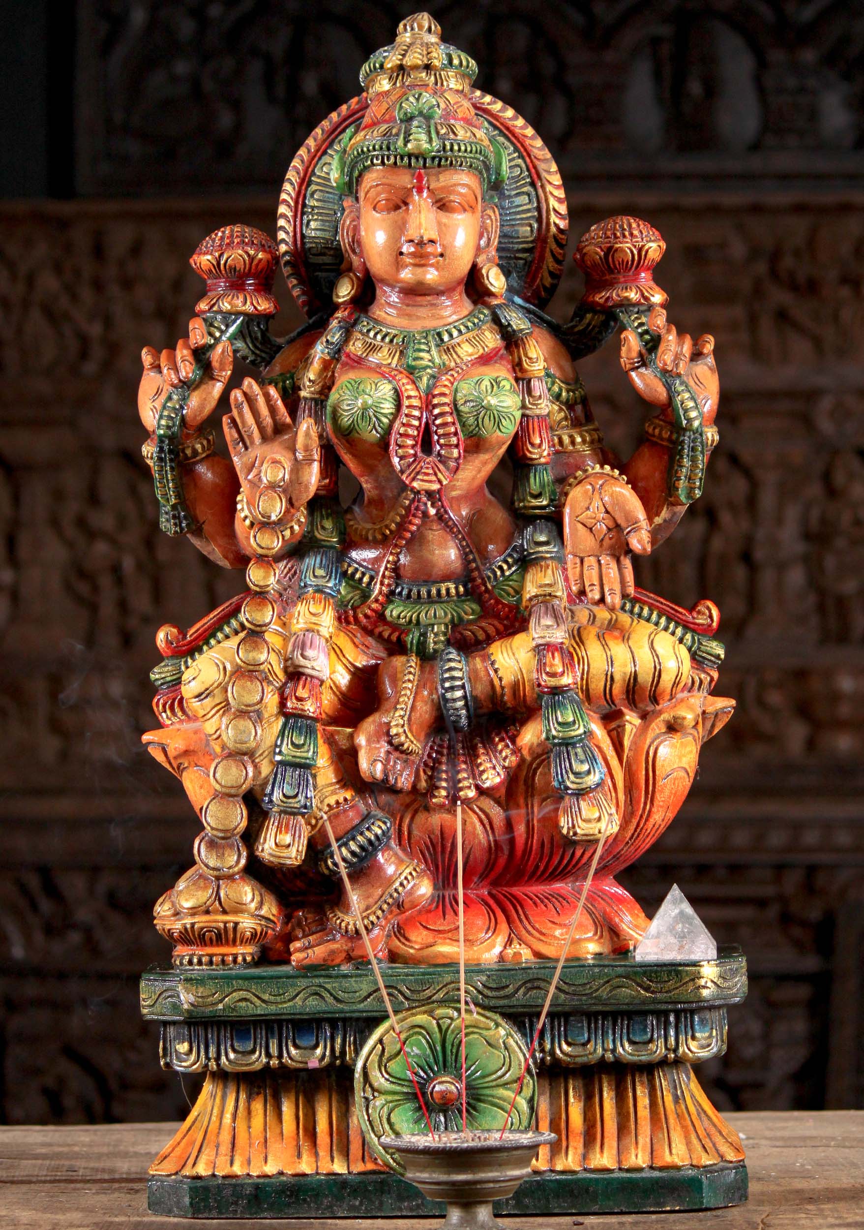 Painted Lakshmi Statue Granting Boons 30"