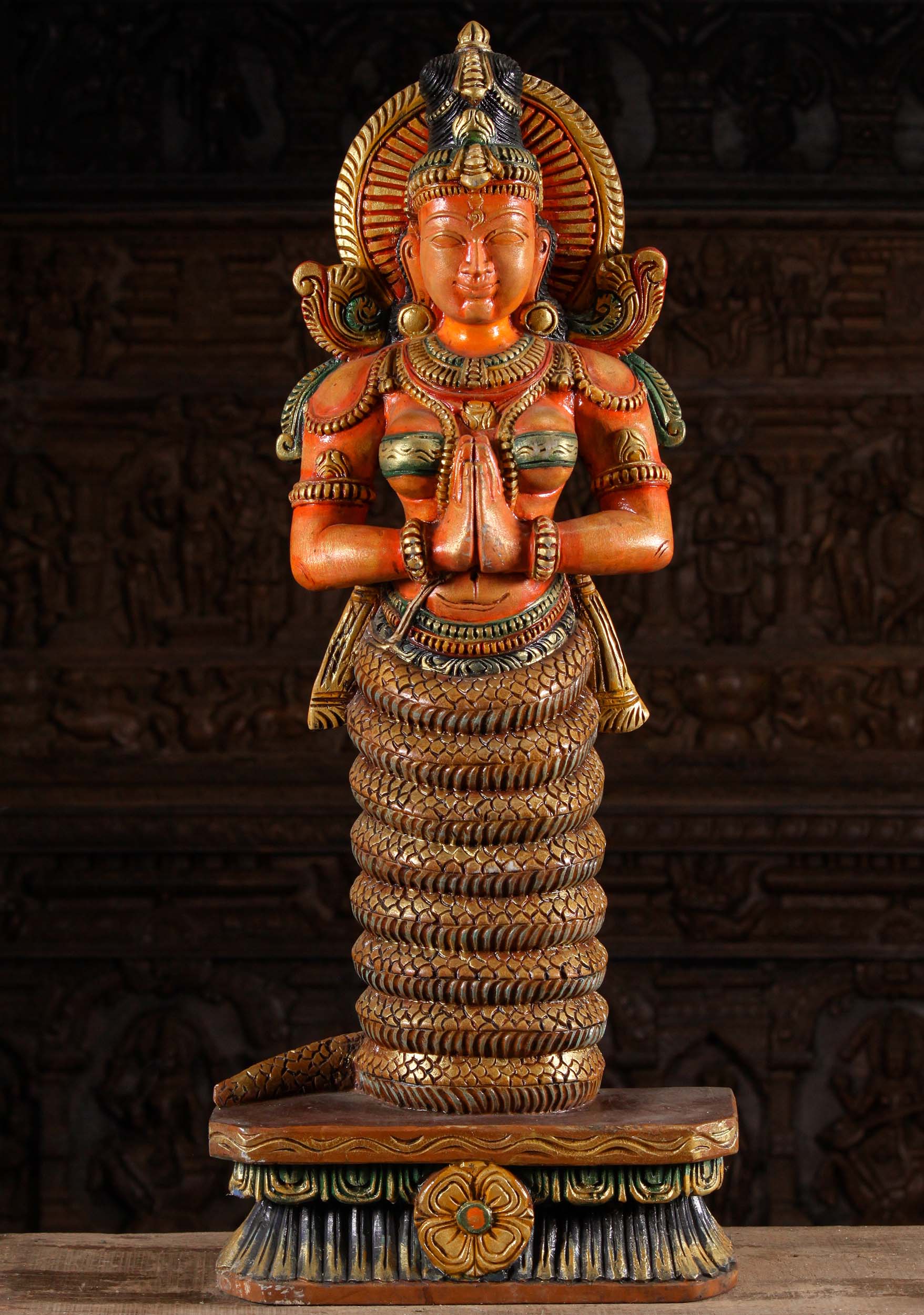 Wood Carving of Hindu Astrological God Ketu Associated with the Southern Lunar Nodes 36"