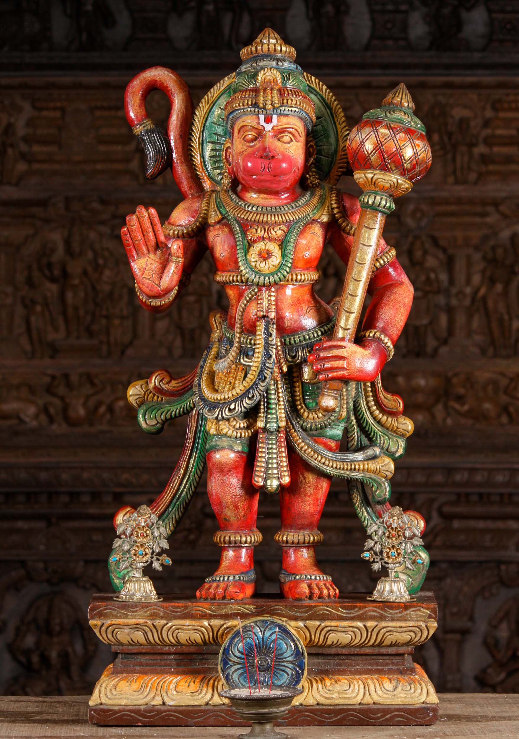 Standing Wood Hanuman Statue 36"