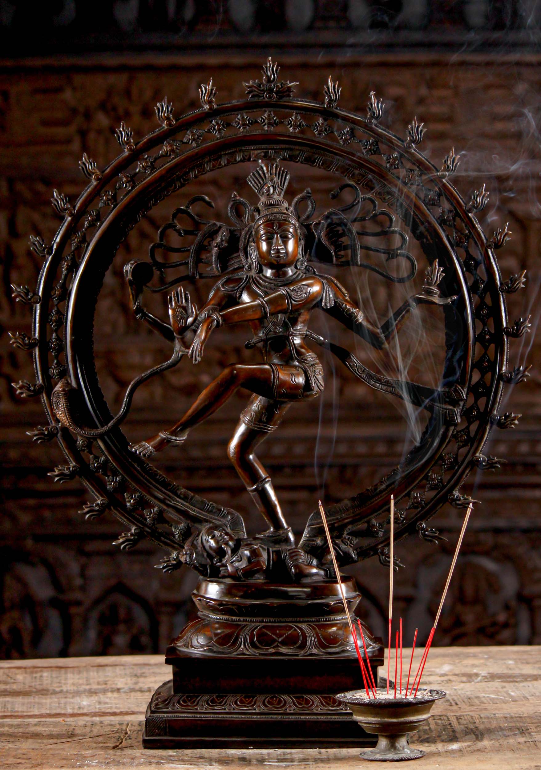 Brass Dancing Shiva as the Lord of Dance Nataraja Statue with 3 Layered Prahabhamandala 27"