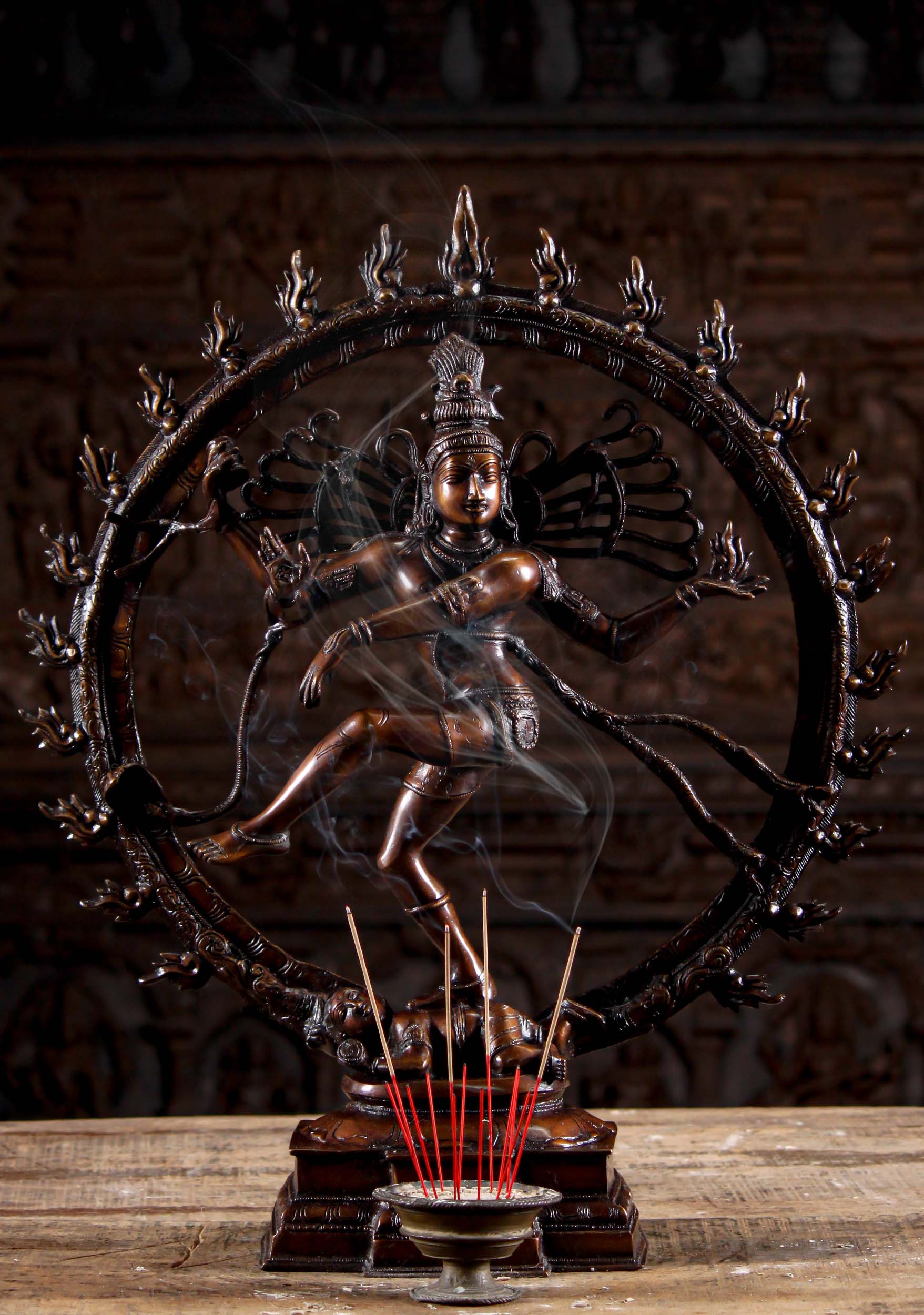 Brass Hindu God Shiva Nataraja, the Cosmic Lord of Dance, Destruction &  Rebirth Sculpture 25.5