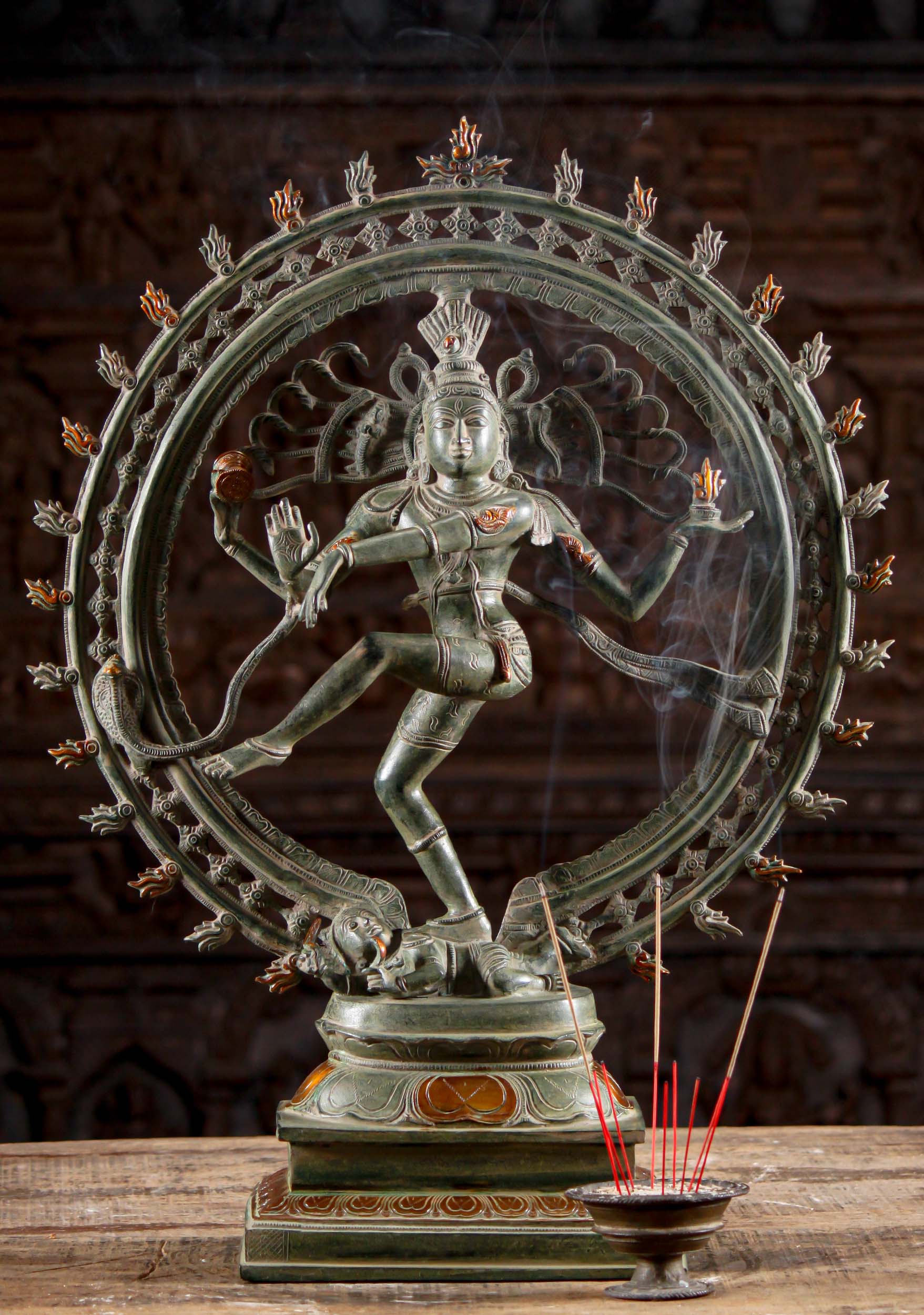 Brass Dancing Shiva As The Lord Of Dance Nataraja Statue With 3 Layered Prahabhamandala 27