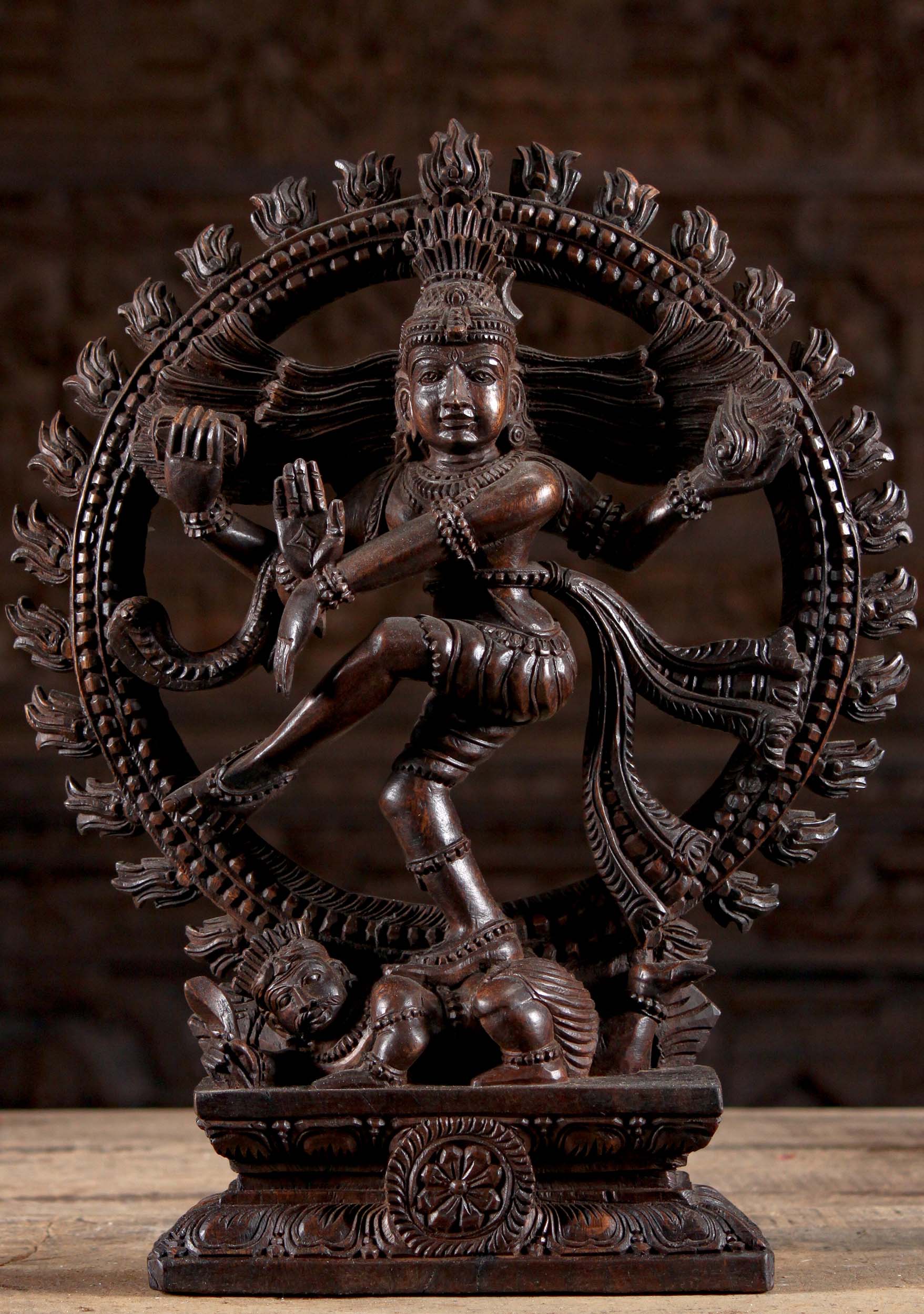 Wooden Shiva as Nataraja Sculpture 18"