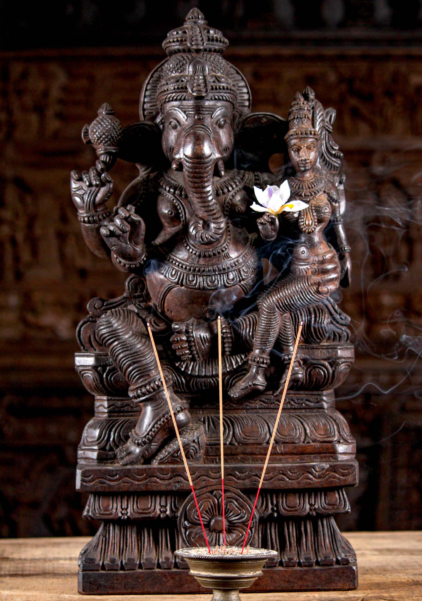 Lakshmi Ganesh Statue Diwali Laxmi Ganesh Hindu Religious Wooden Kadam Id  オブジェ、置き物