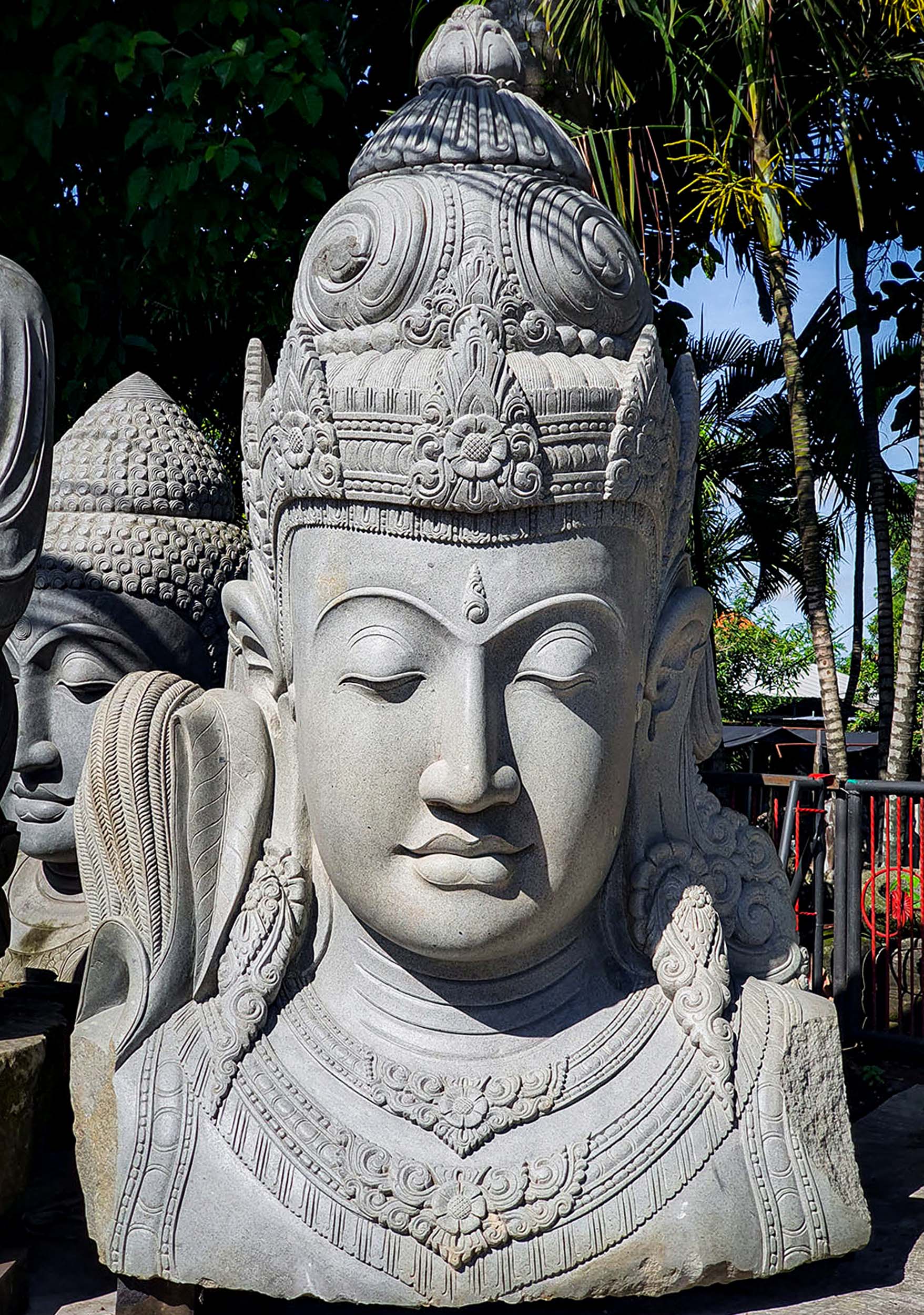 PREORDER Enormous Stone Devi Garden Bust Hand Carved from One Block of Stone in Java 98"