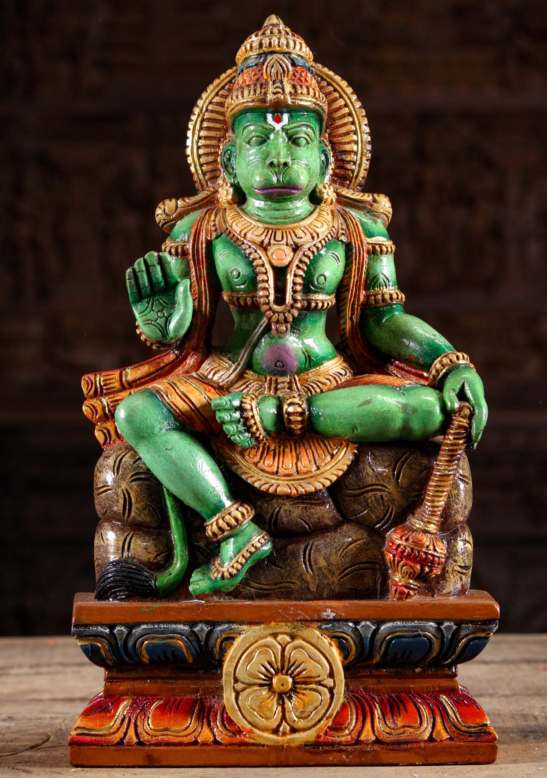 Wood Abhaya Mudra Hanuman with Club 18"