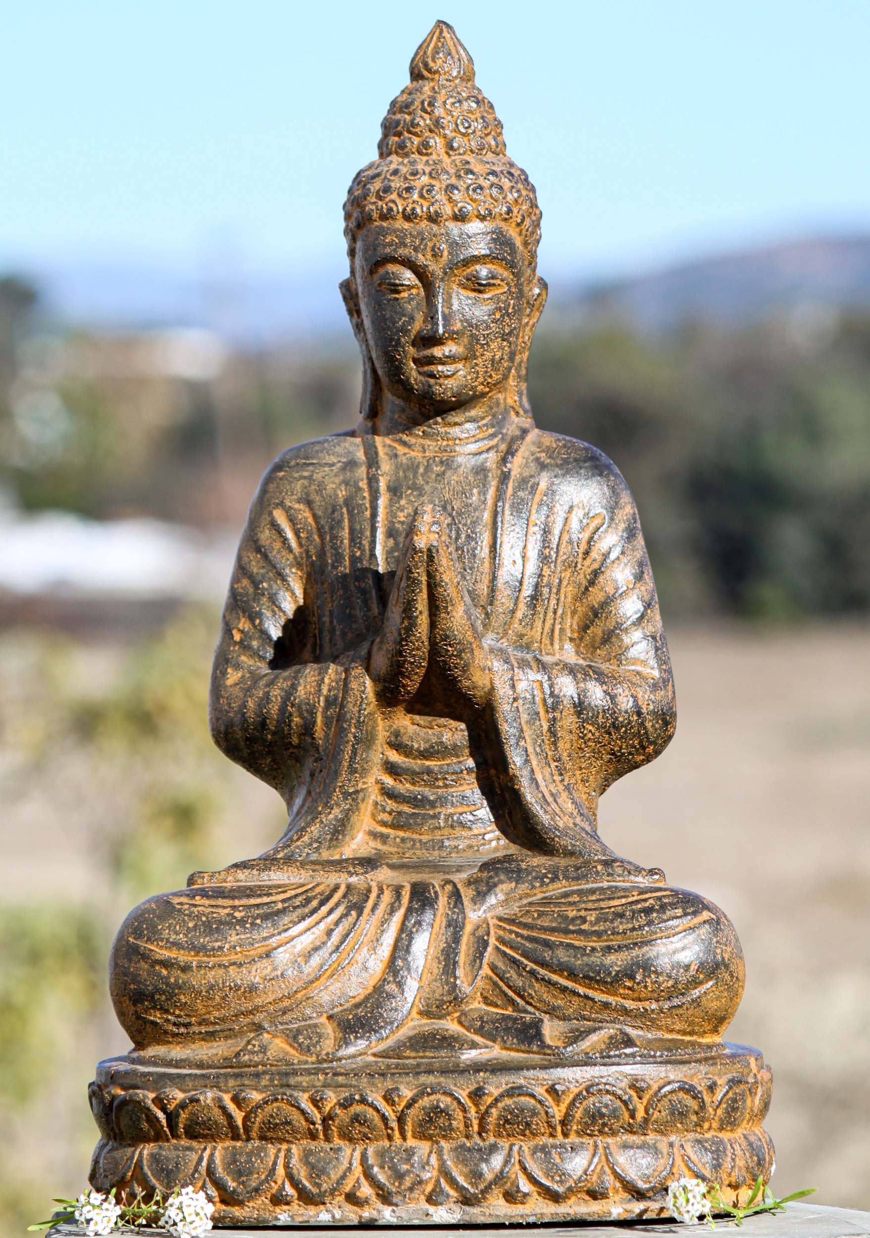 Resin Namaste Garden Buddha Sculpture 20"