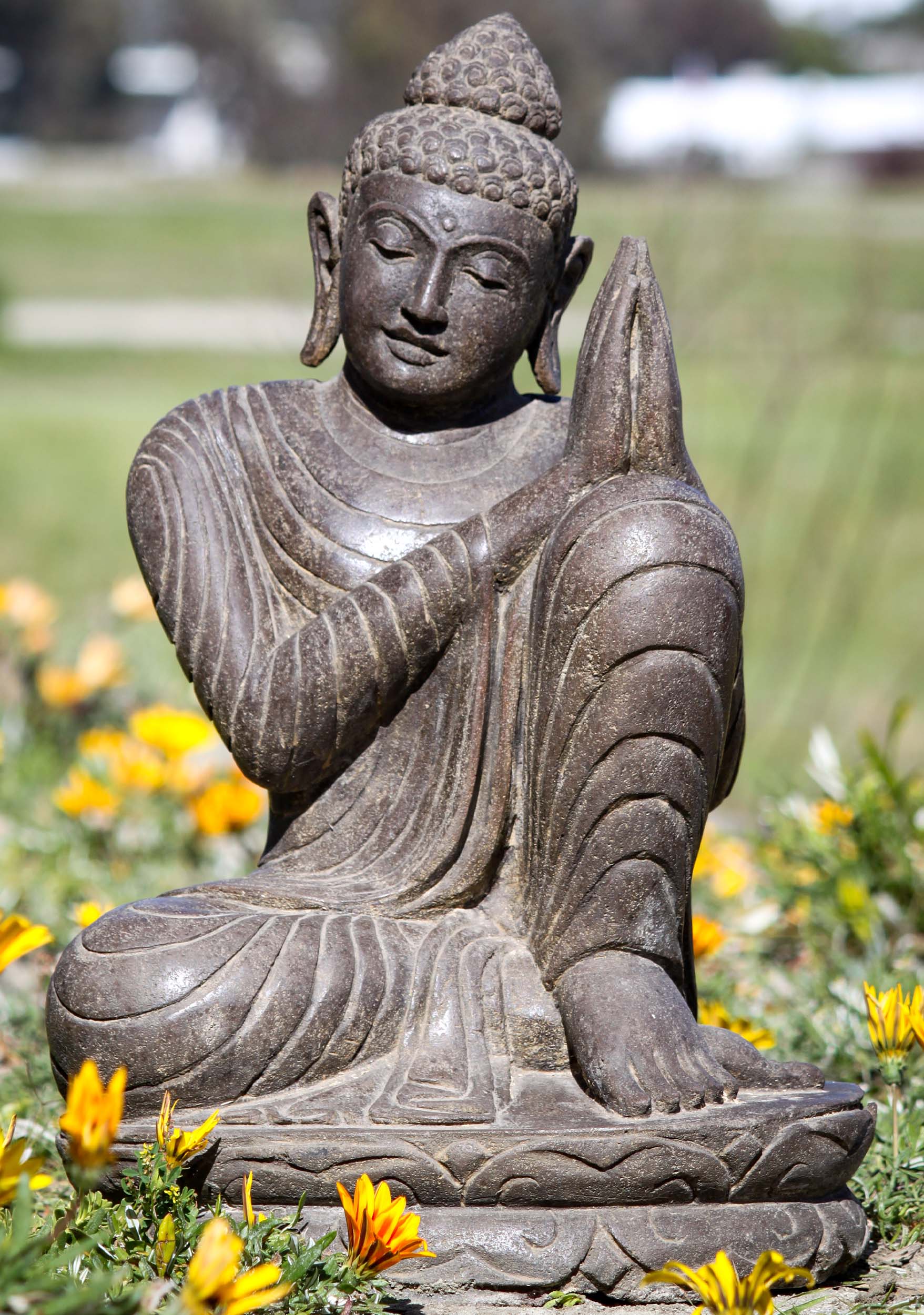 SOLD Stone Namaste Resting Buddha Sculpture 23