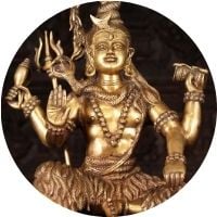 Brass Statue of Lord Shiva holding up a conch in one hand