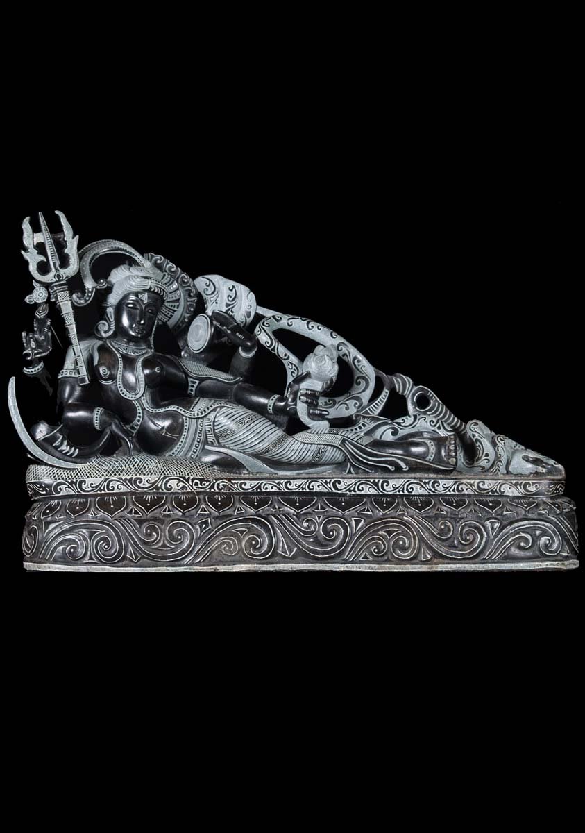 Reclining Ardhanari Statue with 5 Headed Naga 13"