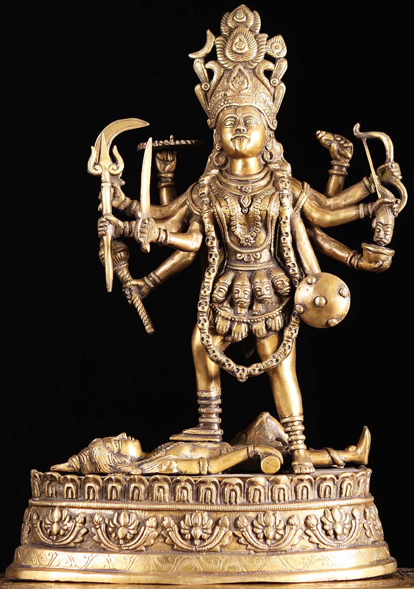 SOLD Brass Armed Kali Statue Standing On Shiva Bs Z Lotus Sculpture