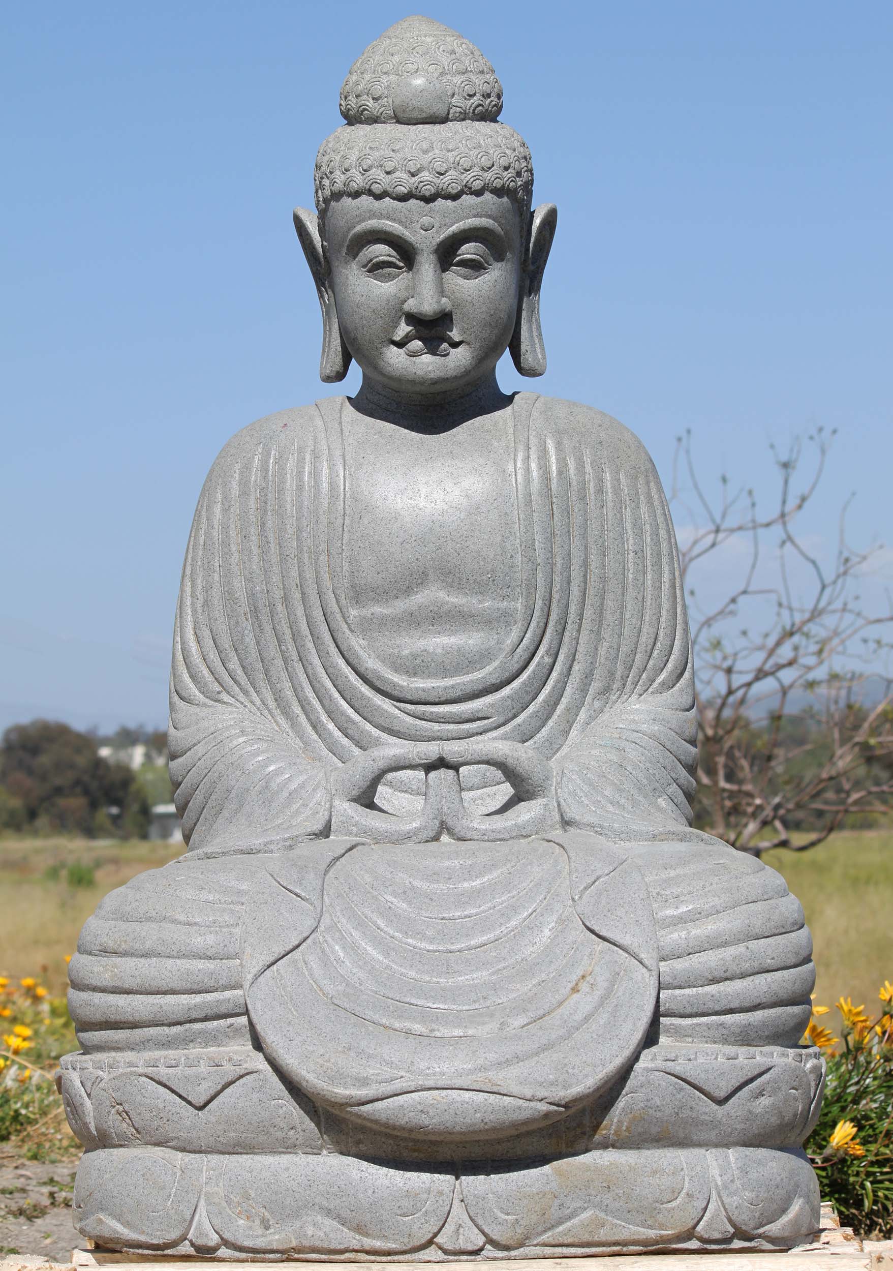 SOLD Stone Japanese Meditating Buddha Statue 46