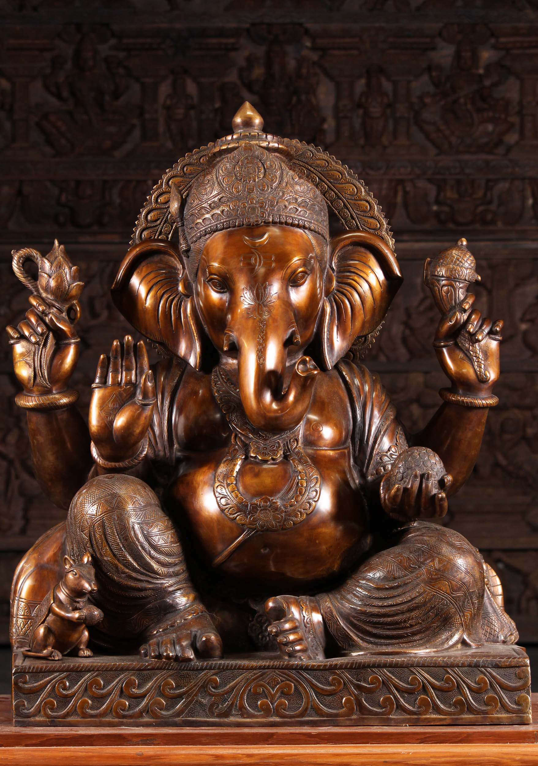 SOLD Brass Beautiful Large Ganesha Statue in Protective Hand Gesture ...