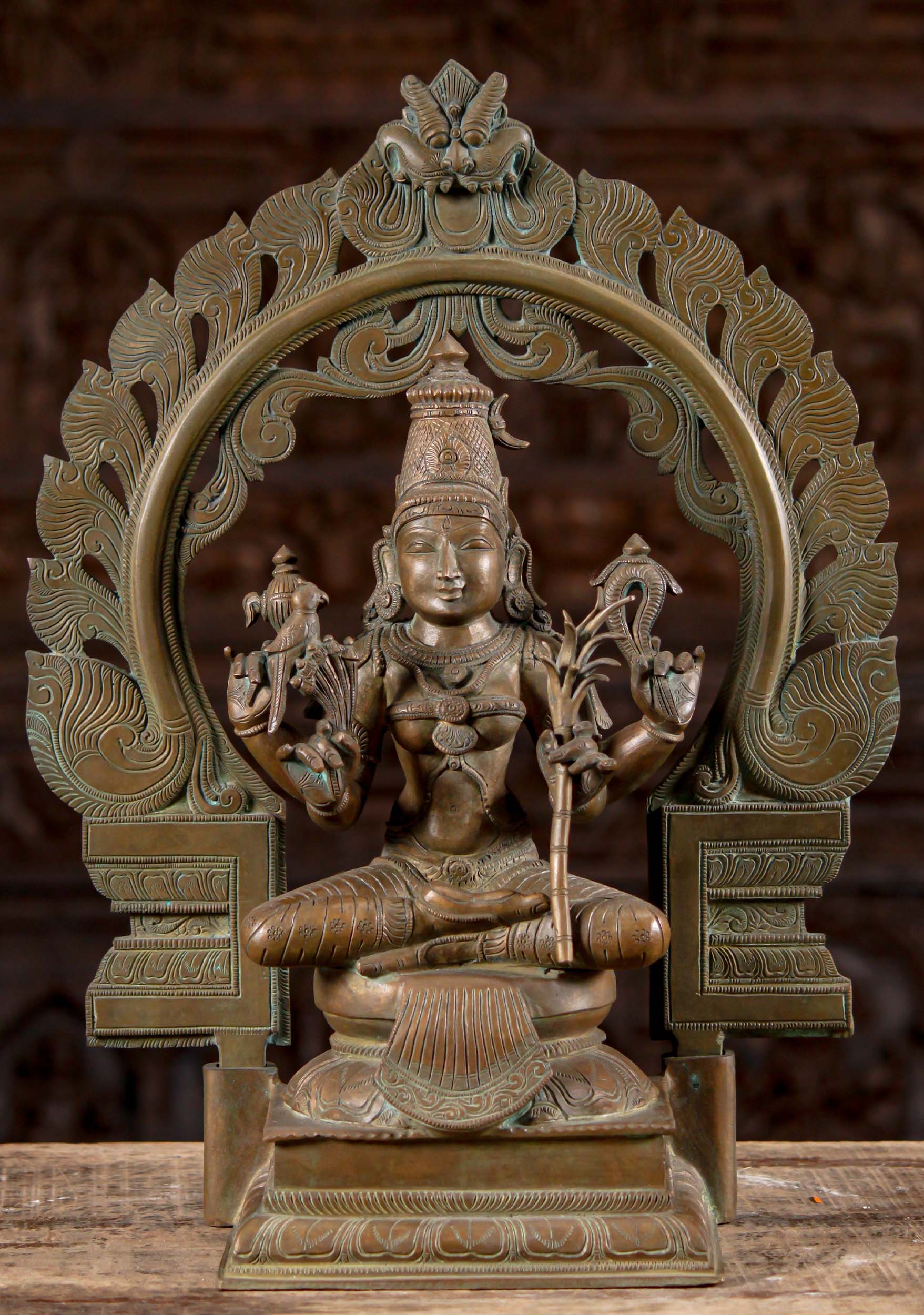 Bronze Devi Kamatchi Hindu Goddess Statue 21"