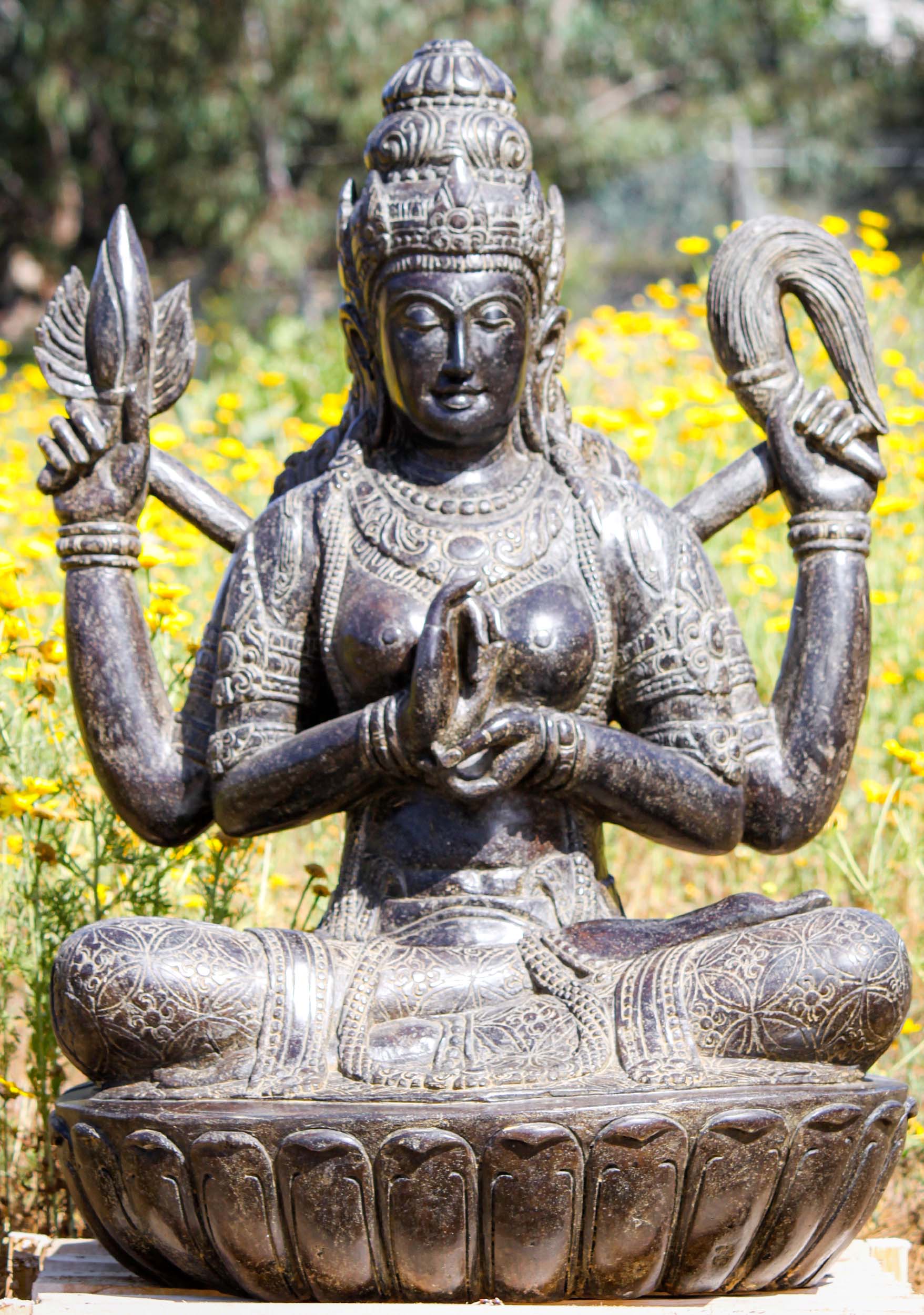 Stunning Stone Devi Tara Garden Statue 42"