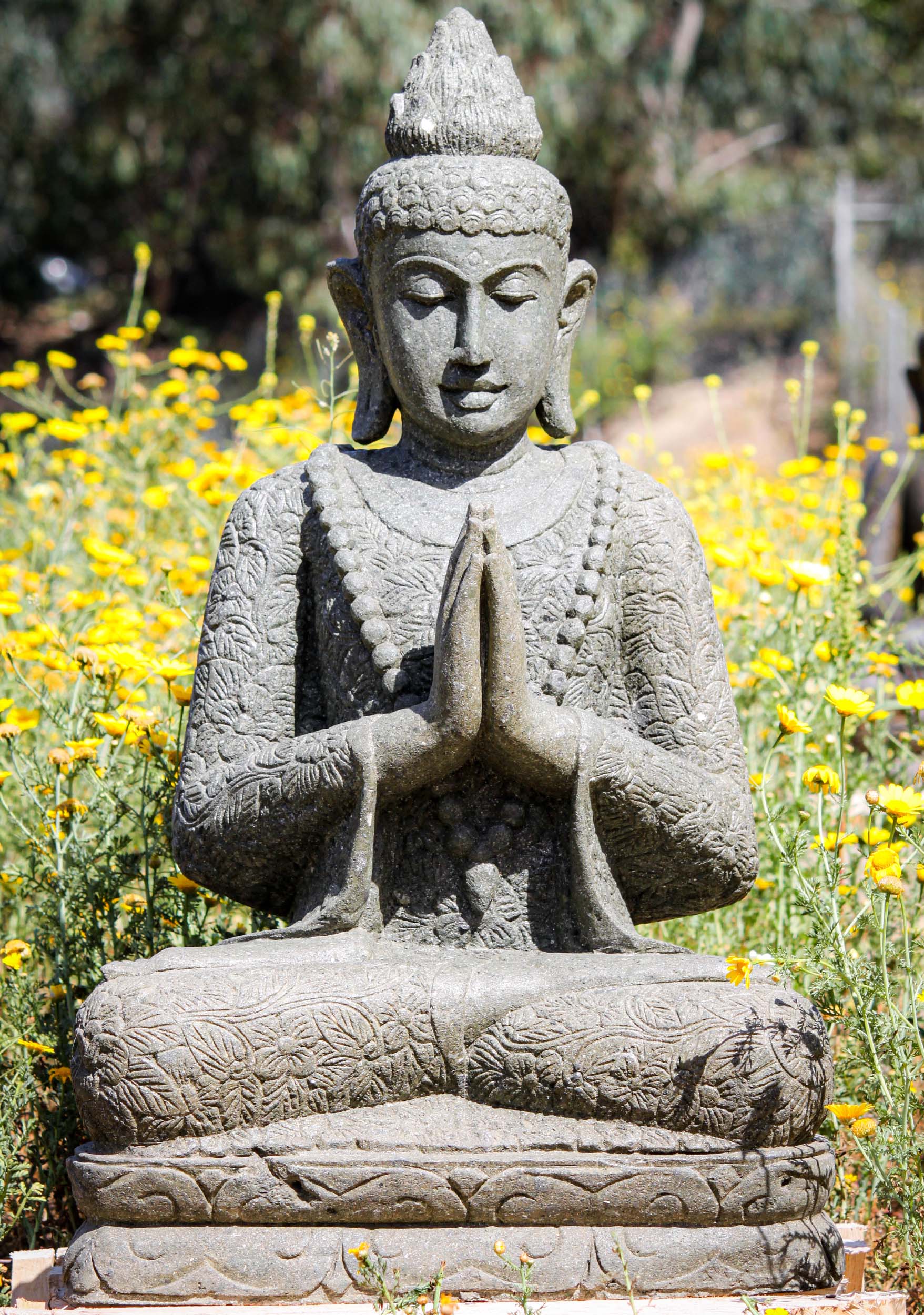 SOLD Stone Namaste Garden Buddha Sculpture 40