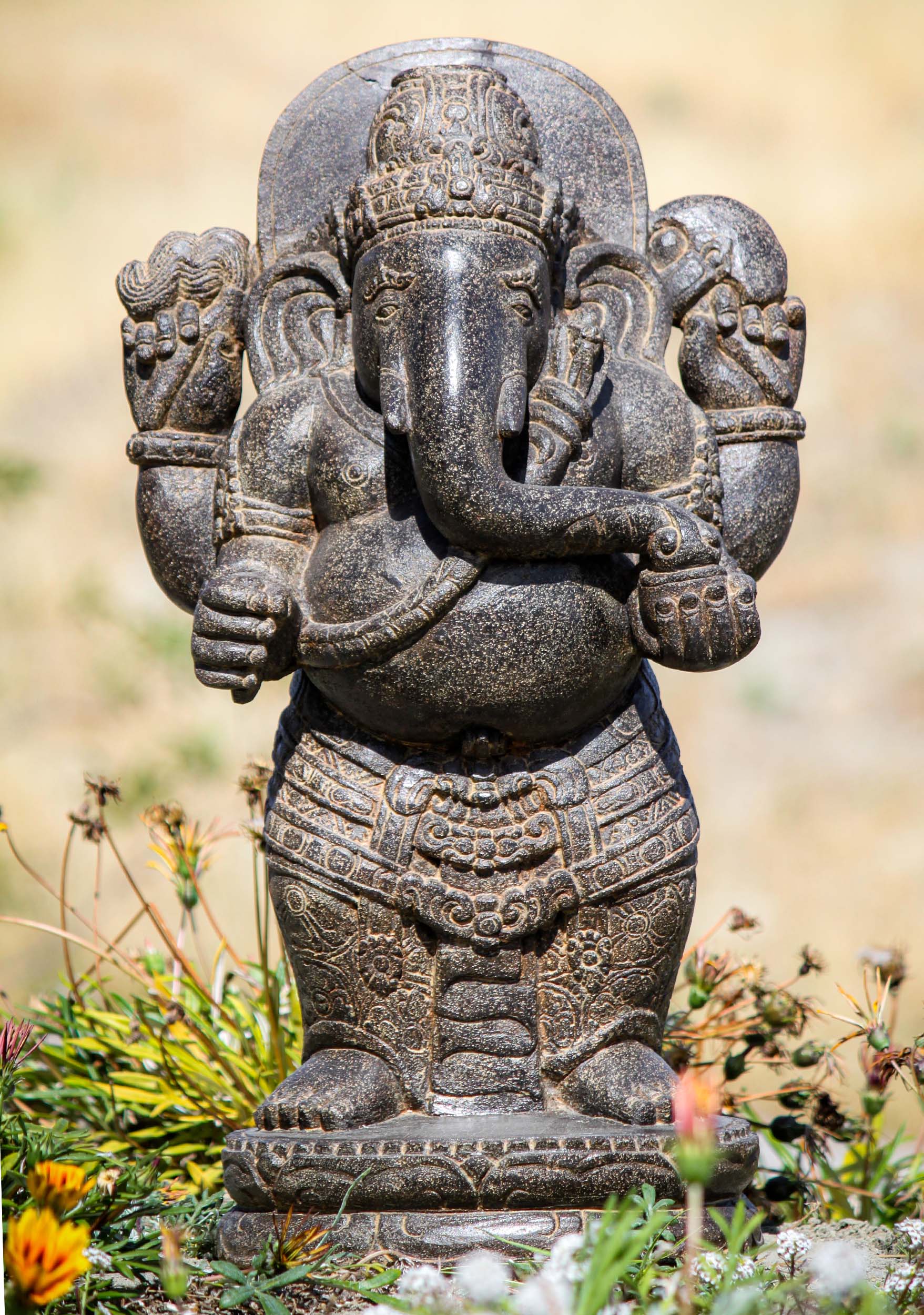 SOLD Stone Standing Garden Ganesha Statue 24