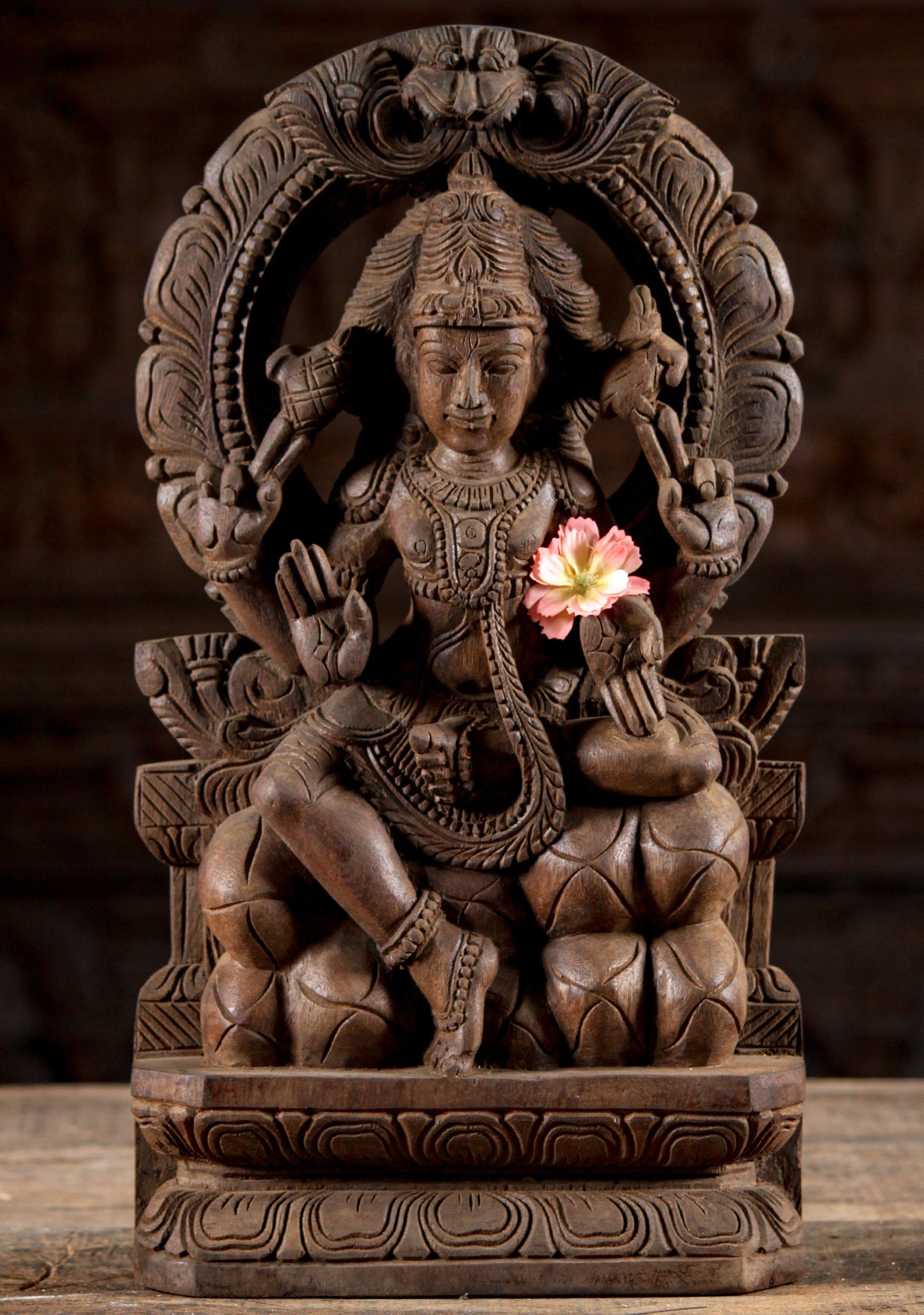 Small Wooden Seated Shiva Seated on His Home of Mount Kailash in the Himalayas 18"