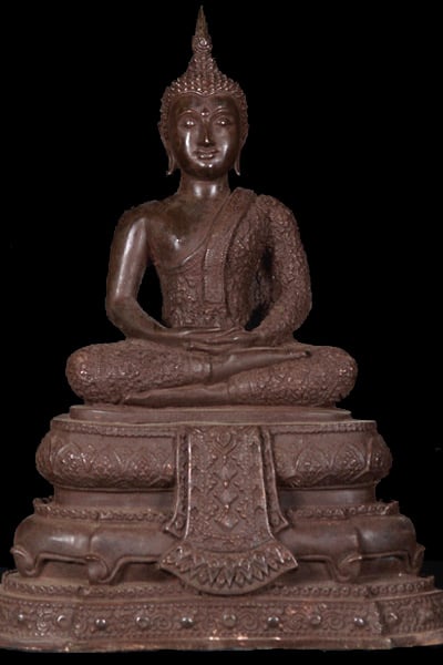 Buddha Statue Meditating on Detailed Pedestal 16"