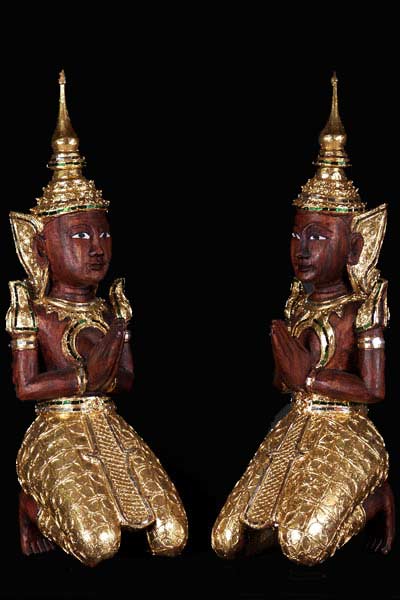 Pair of Golden Tephanom Statues Attendants of Buddha 31"