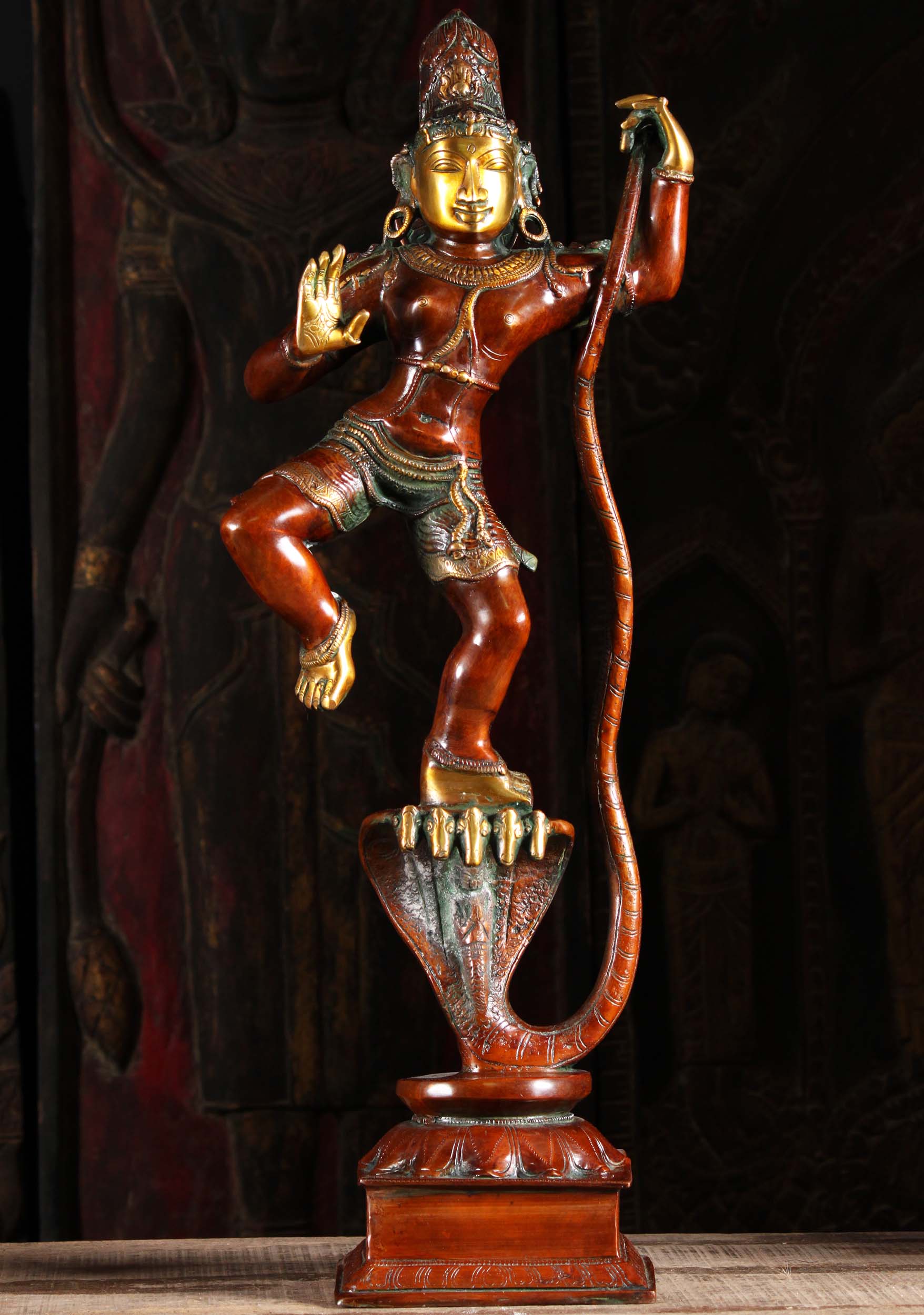 Brass Dancing Kalinga Krishna Statue 29"