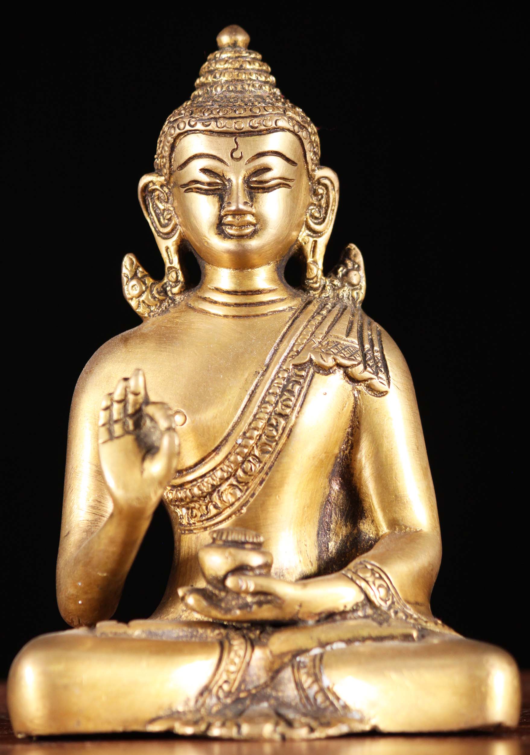 Brass Small Teaching Buddha Sculpture 6"