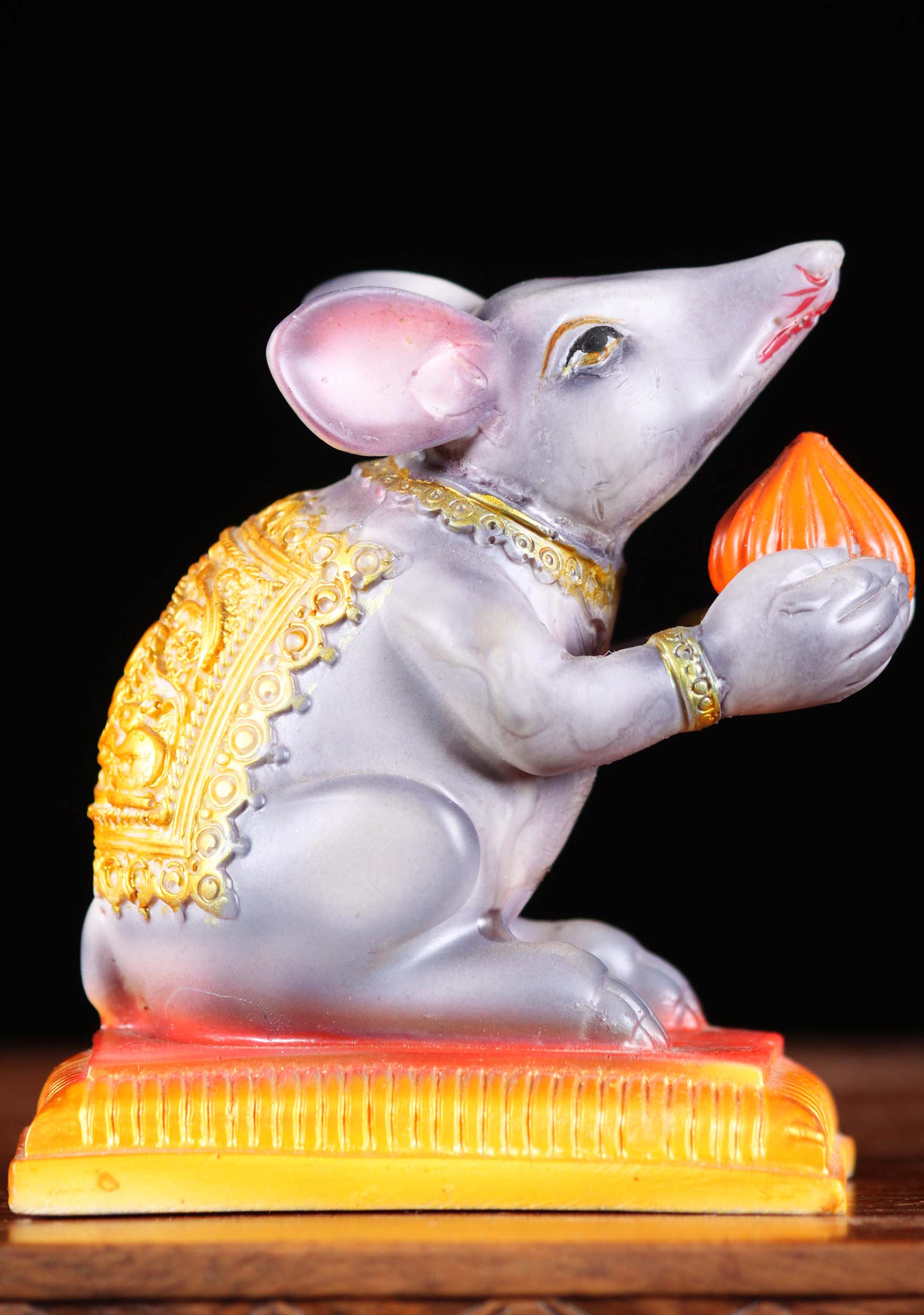 Fiber Statue of the Rat of Ganesha, Mooshika 4"