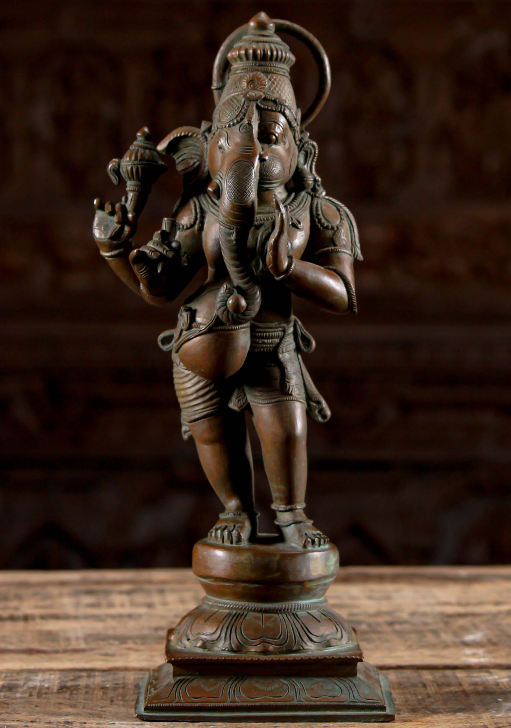 Bronze Sculpture  Half Ganesh Half Hanuman Aadhi Amdhaprabhu Hand Crafted for Home Altar 16"