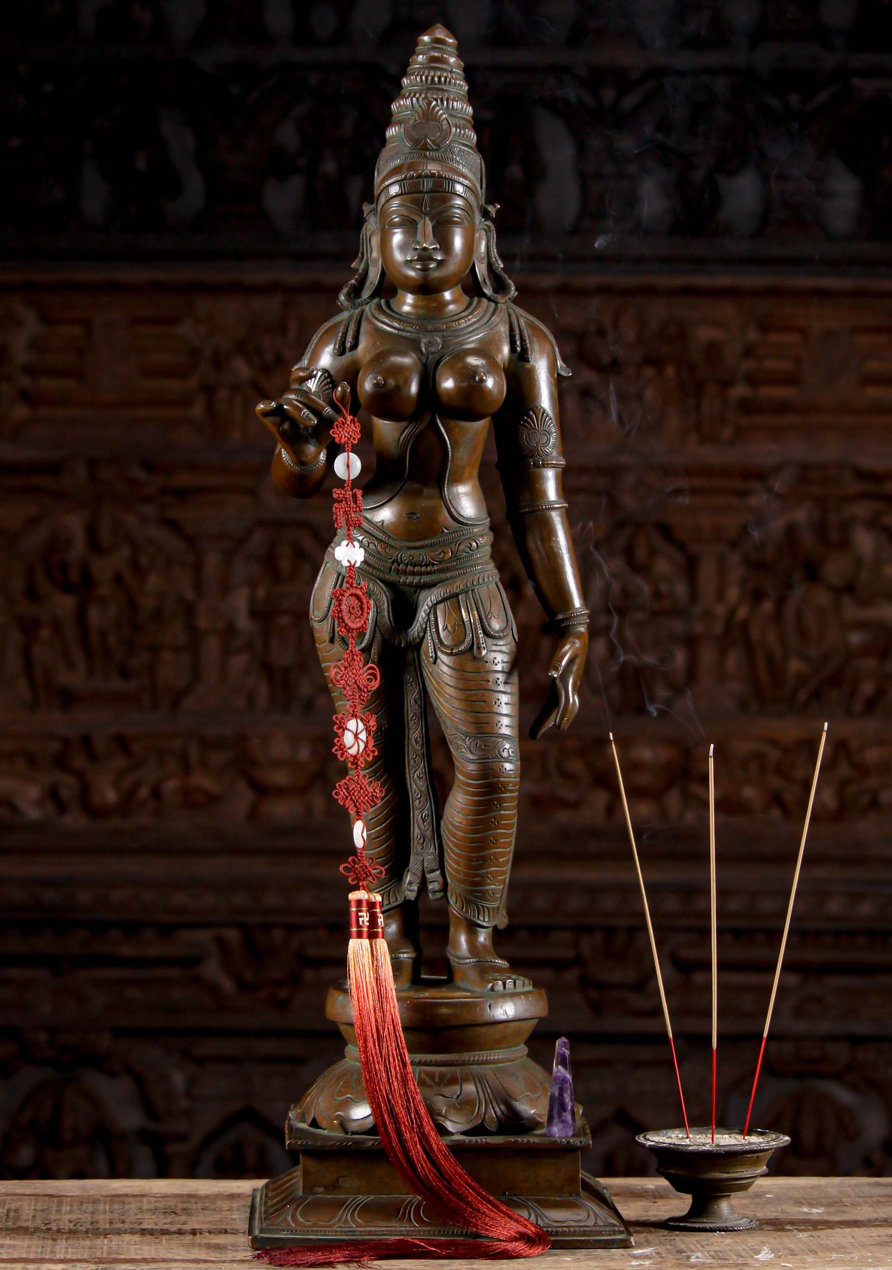 Bronze Parvati As The Hindu Goddess Shivakami Murti Perfect Alongside