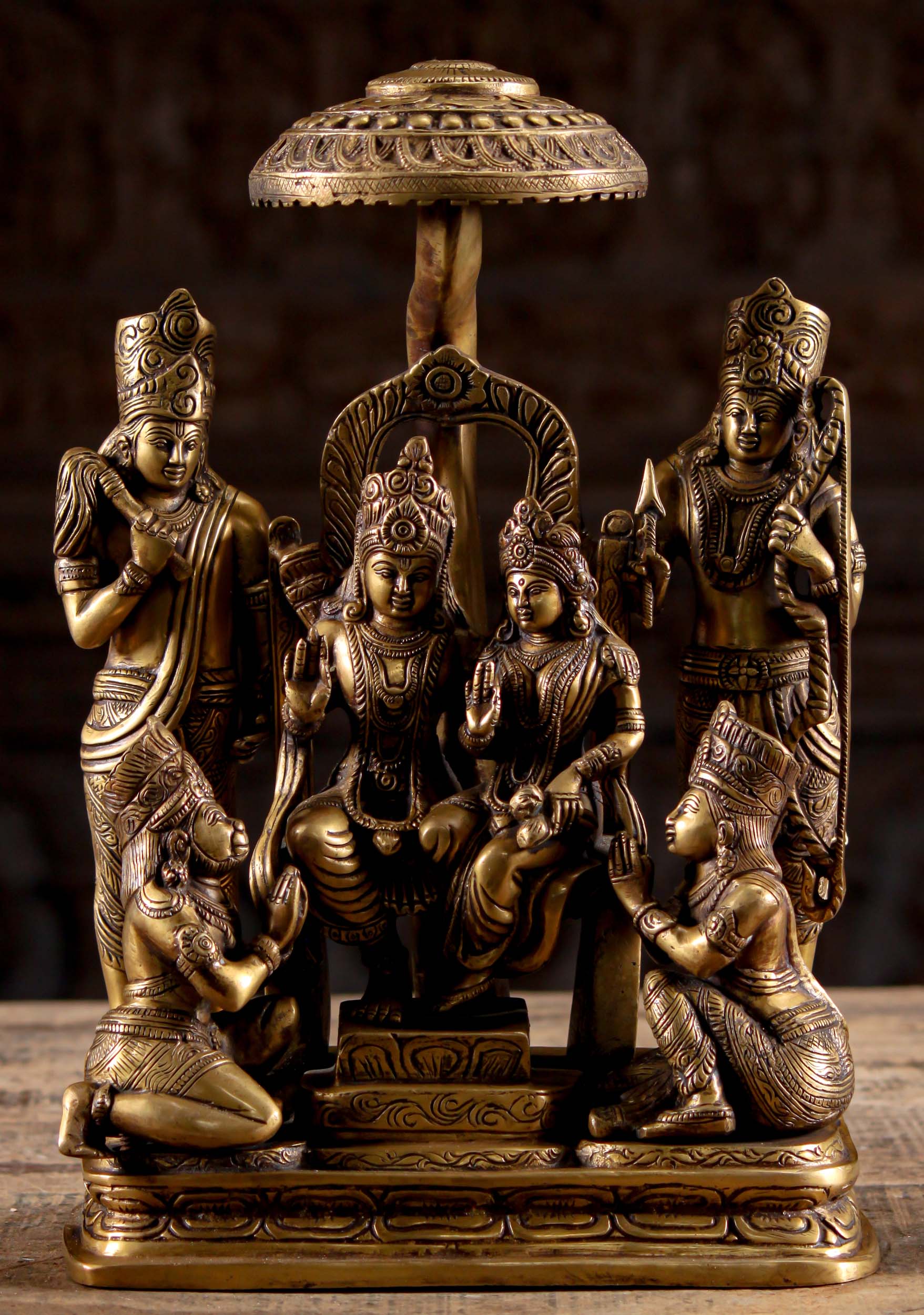 Brass Rama, Lakshmana, Sita, & Hanuman Set 15"