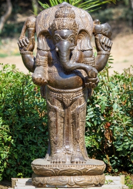 SOLD Wooden Ganesh Holding Club 24