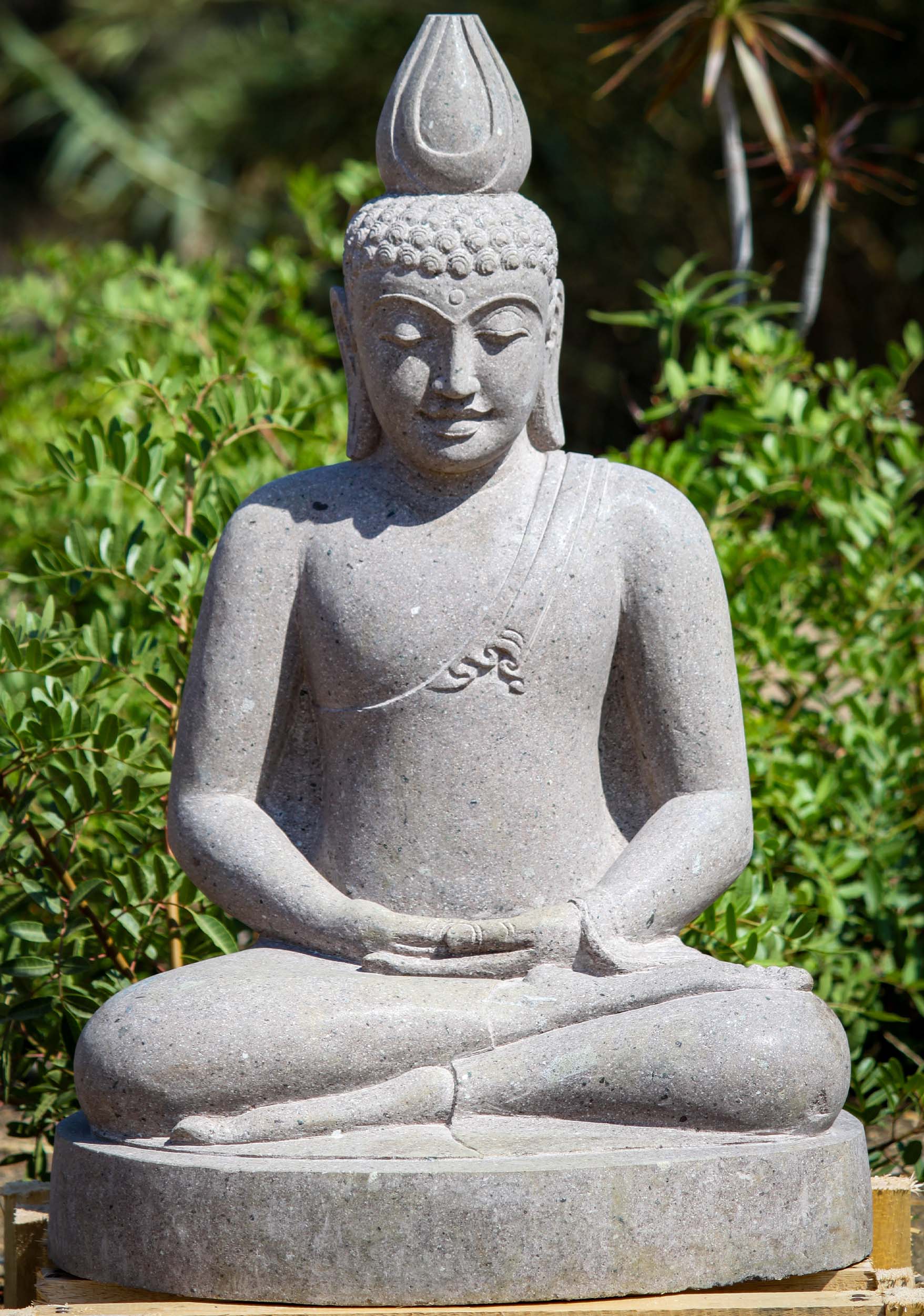 SOLD Stone Hand Carved Outdoor Garden Statue of Meditating Mauna Kea ...