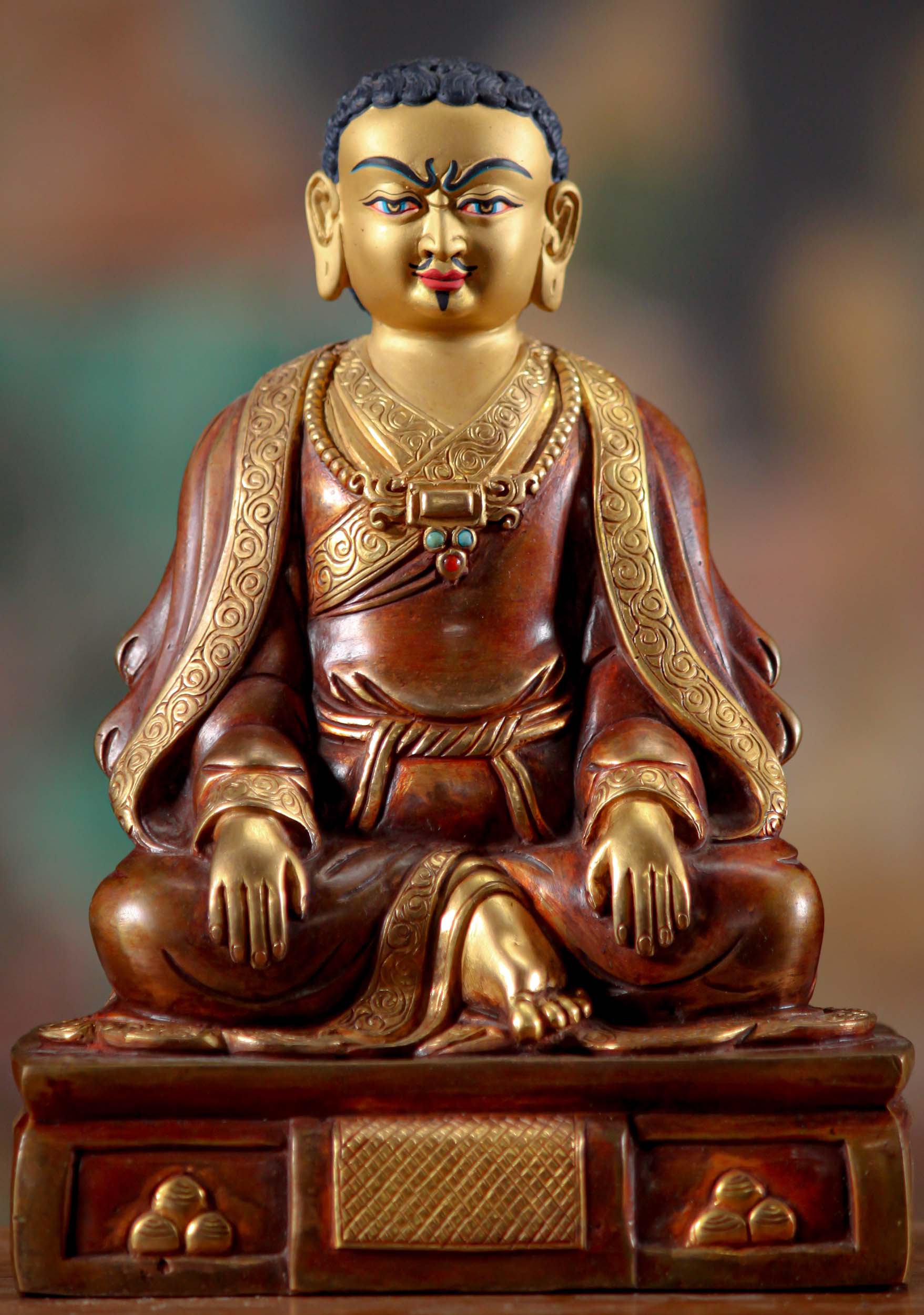 Small Copper and Gold Gilded Tibetan Buddhist Teacher Marpa the Translator Statue 6"